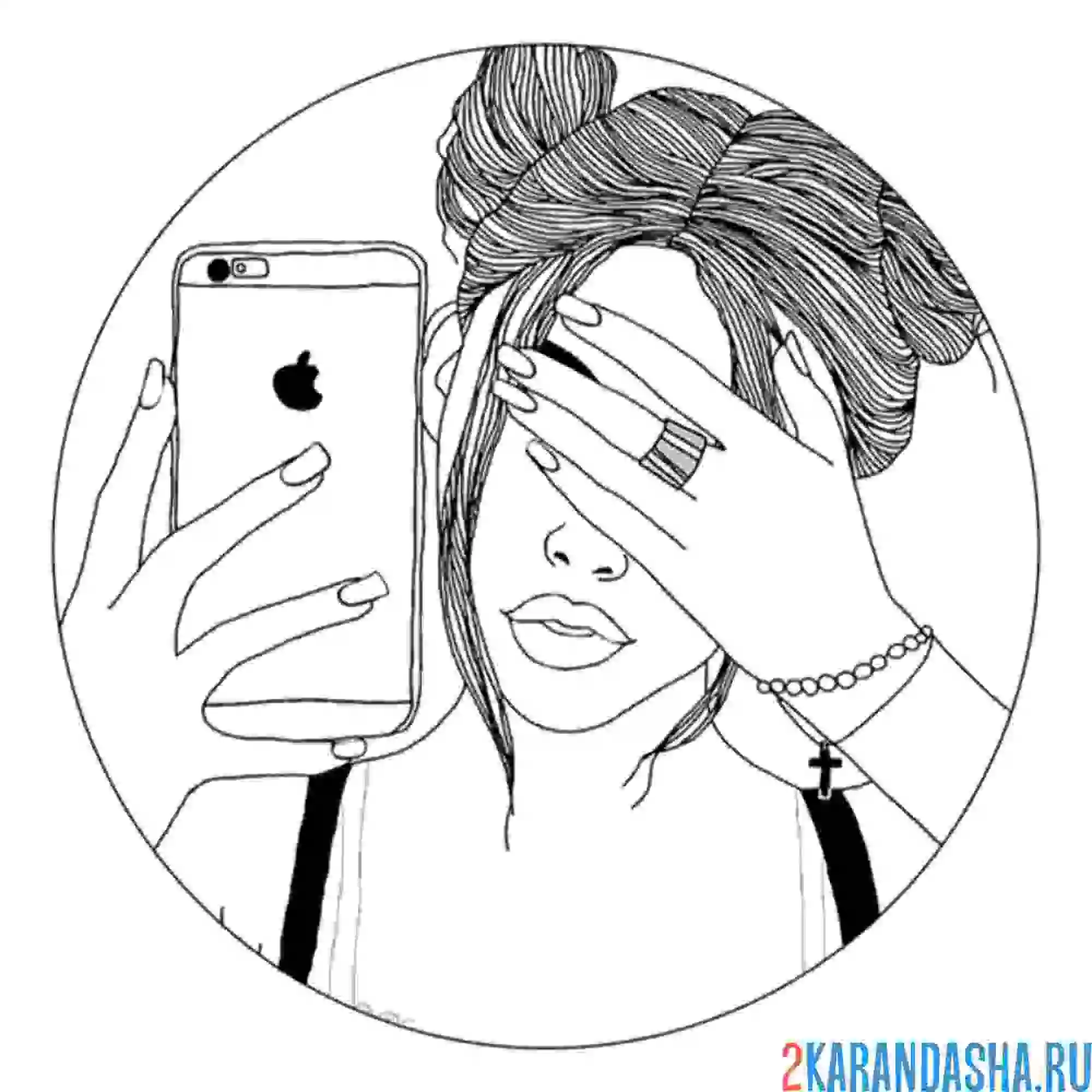 Раскраска селфи с айфоном