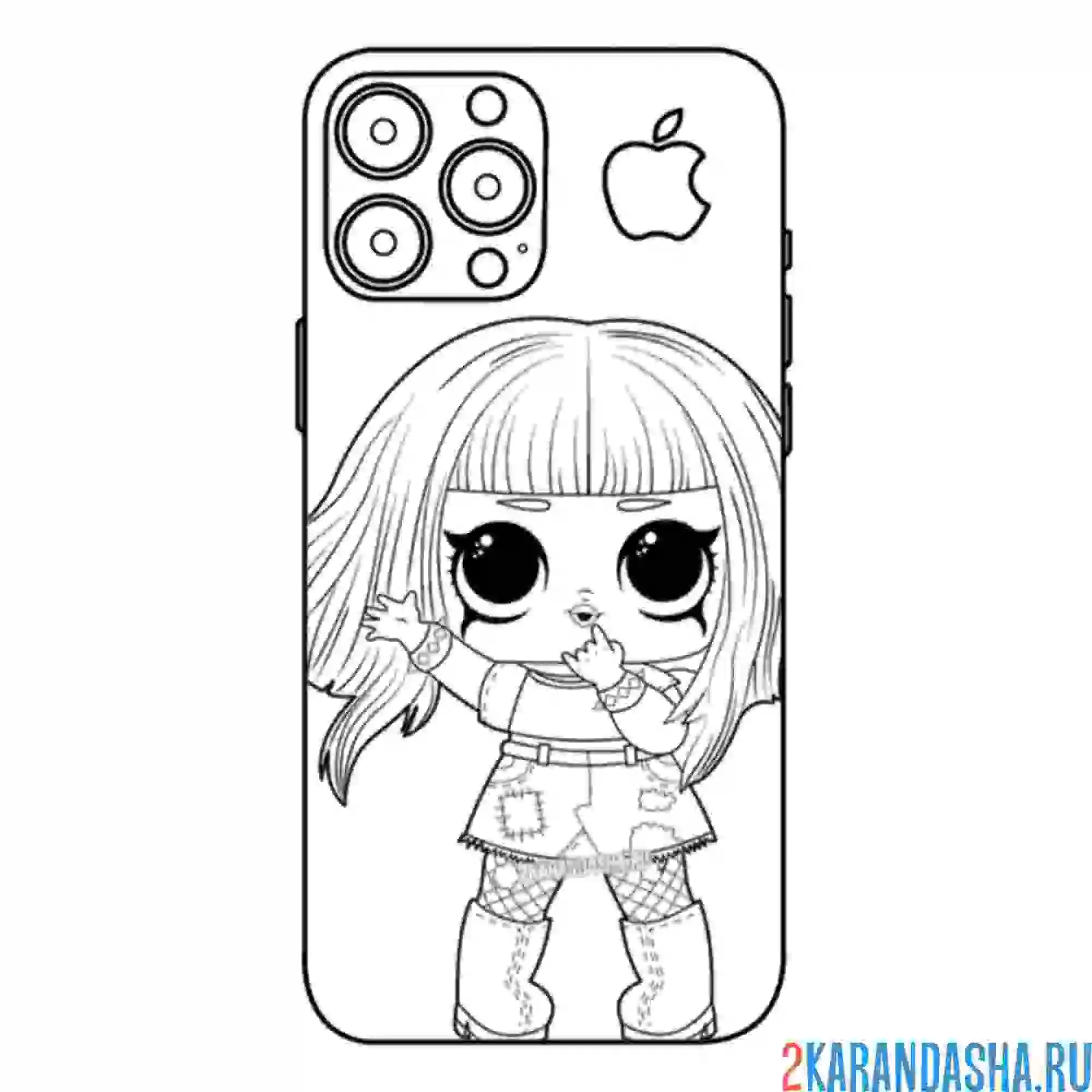 Раскраска айфон куклы лол