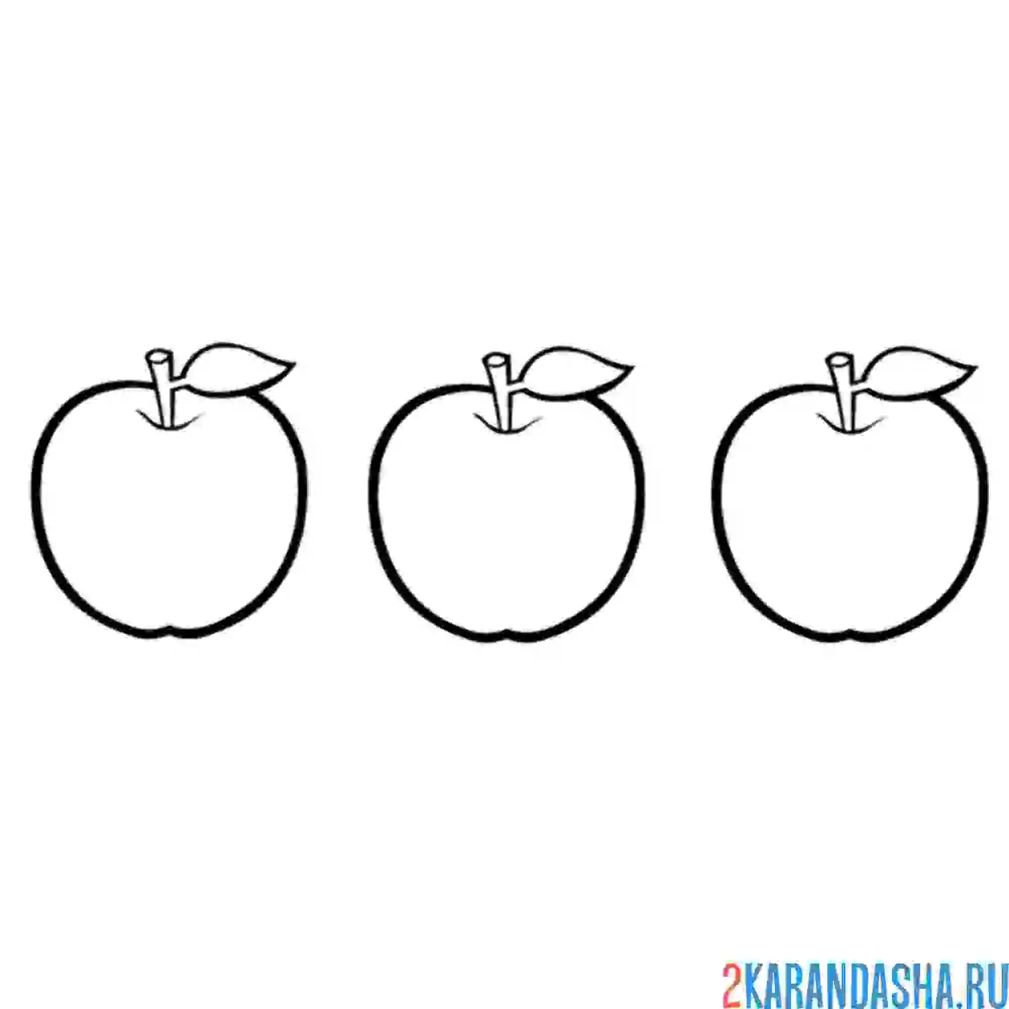 Раскраска три яблока