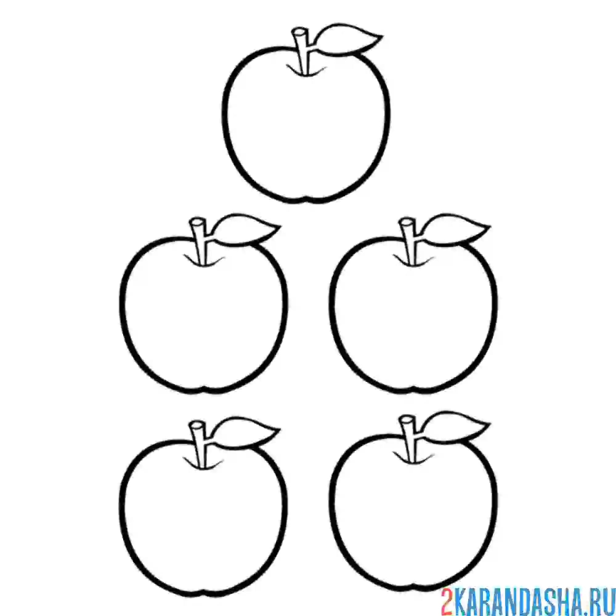 Раскраска пять яблок
