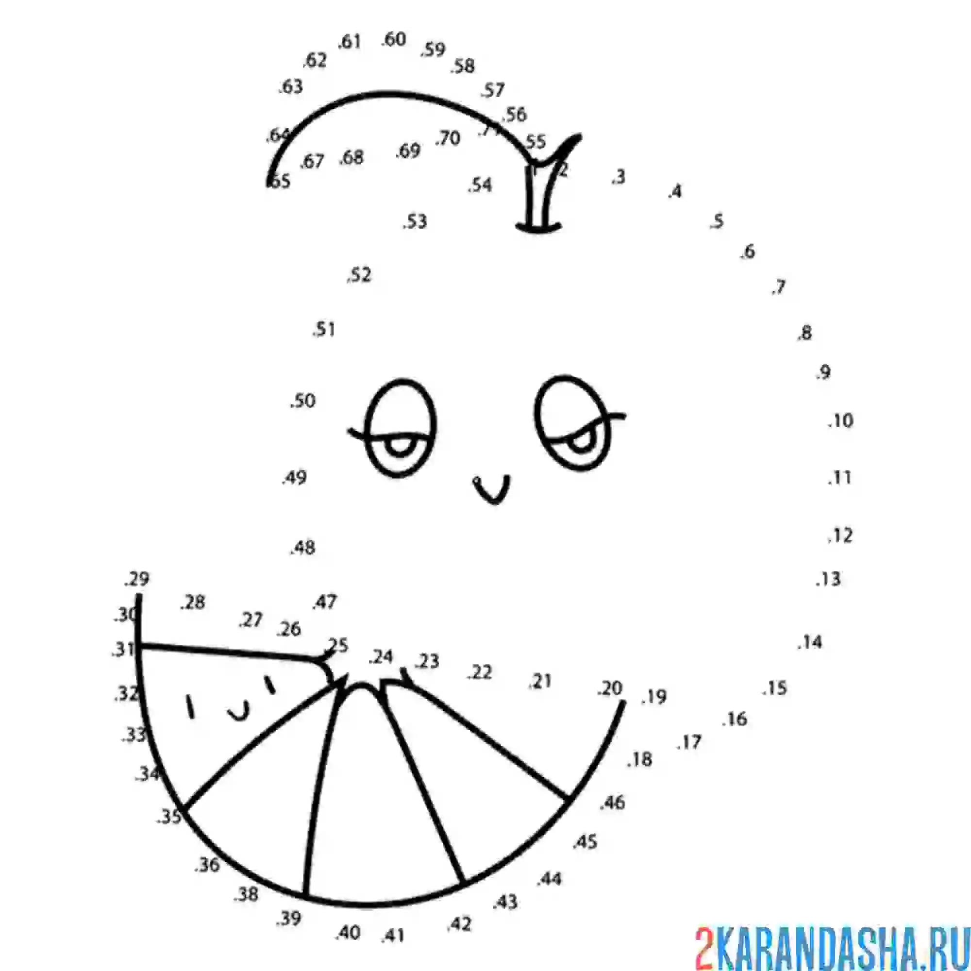 Раскраска апельсин по номерам