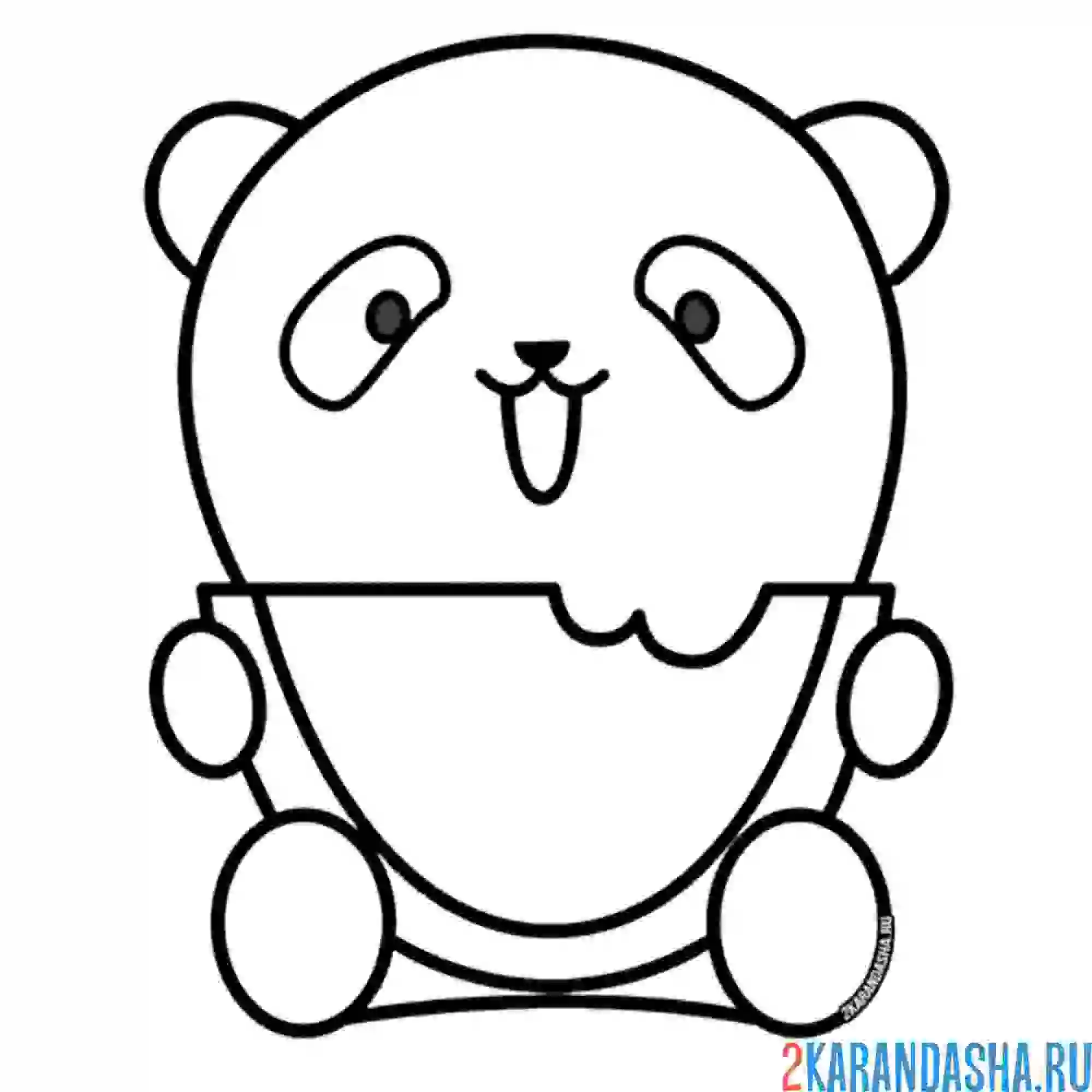 Раскраска панда ест арбуз