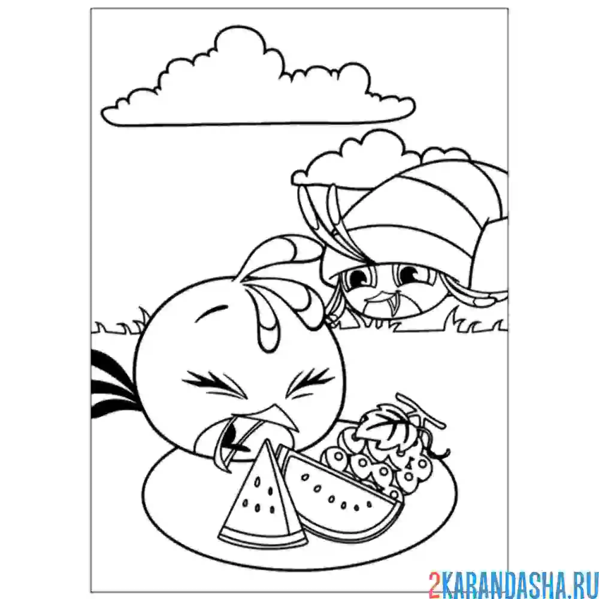 Раскраска пикник с арбузами