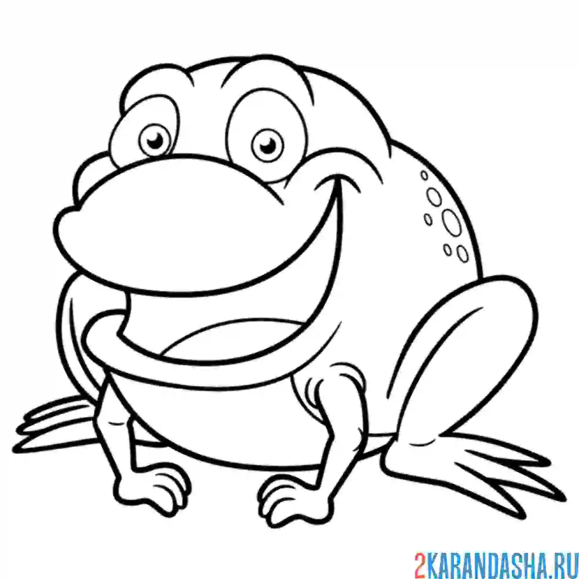 Раскраска мультяшная лягушка