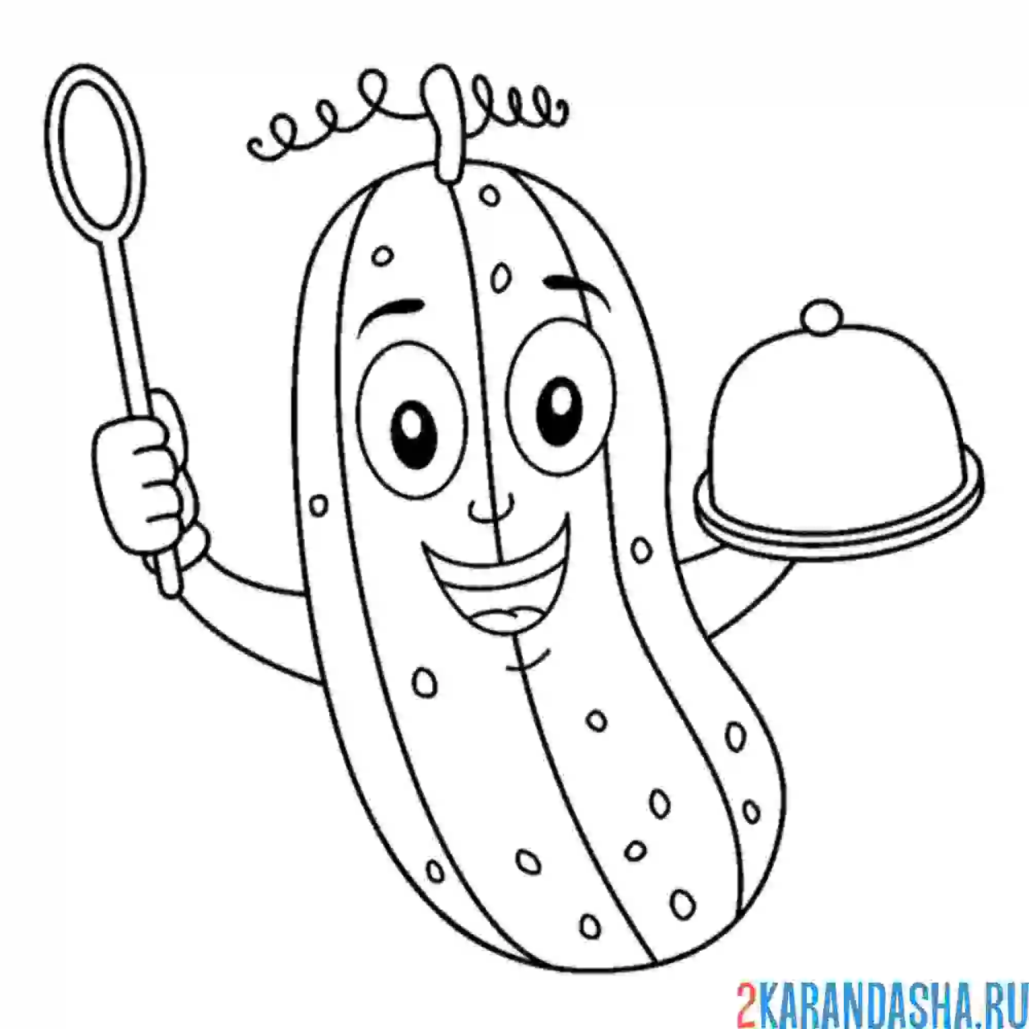 Раскраска огурец забавный