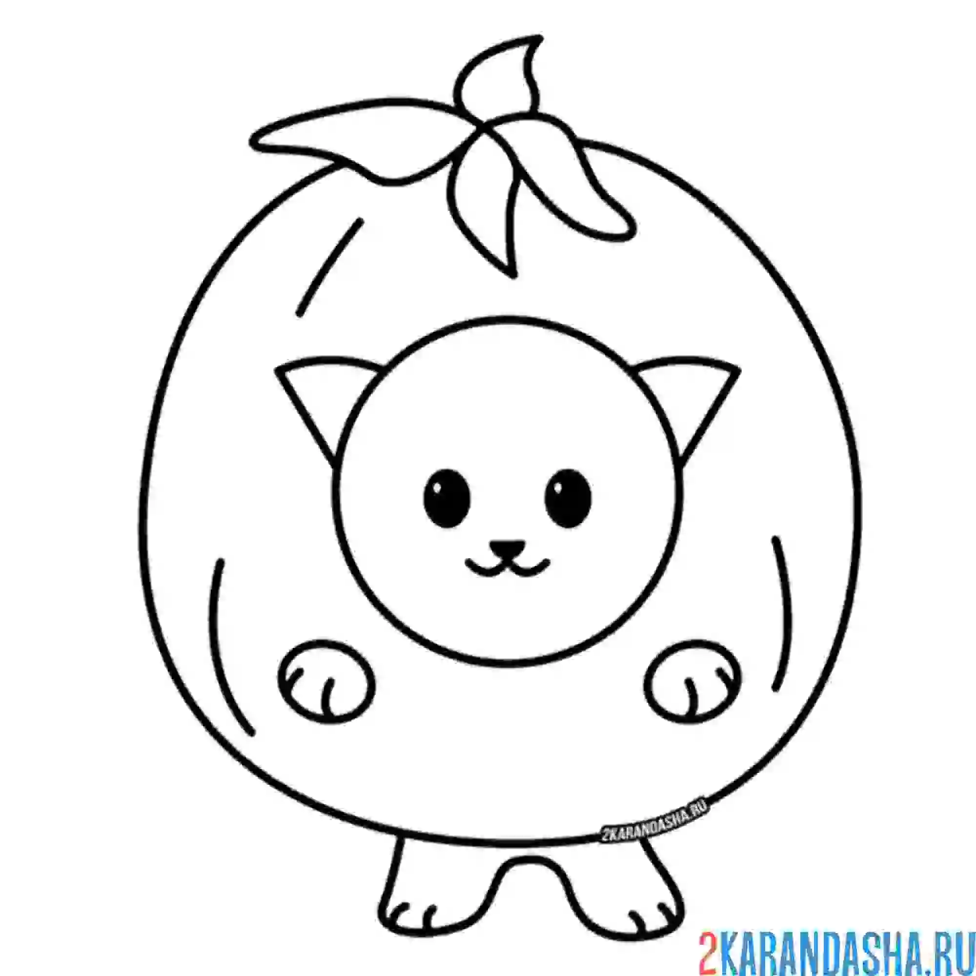 Раскраска котик-помидор