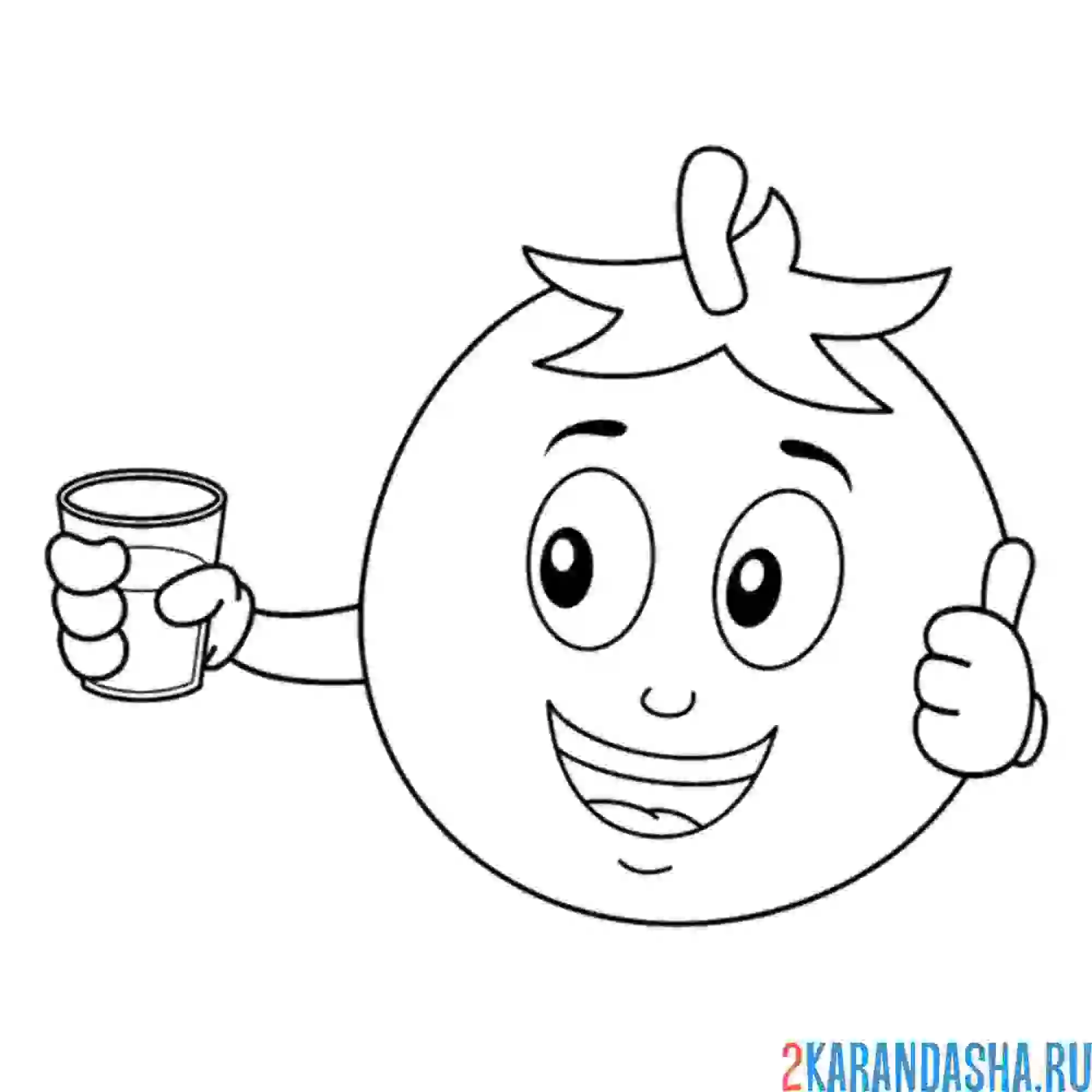 Раскраска помидор со стаканом