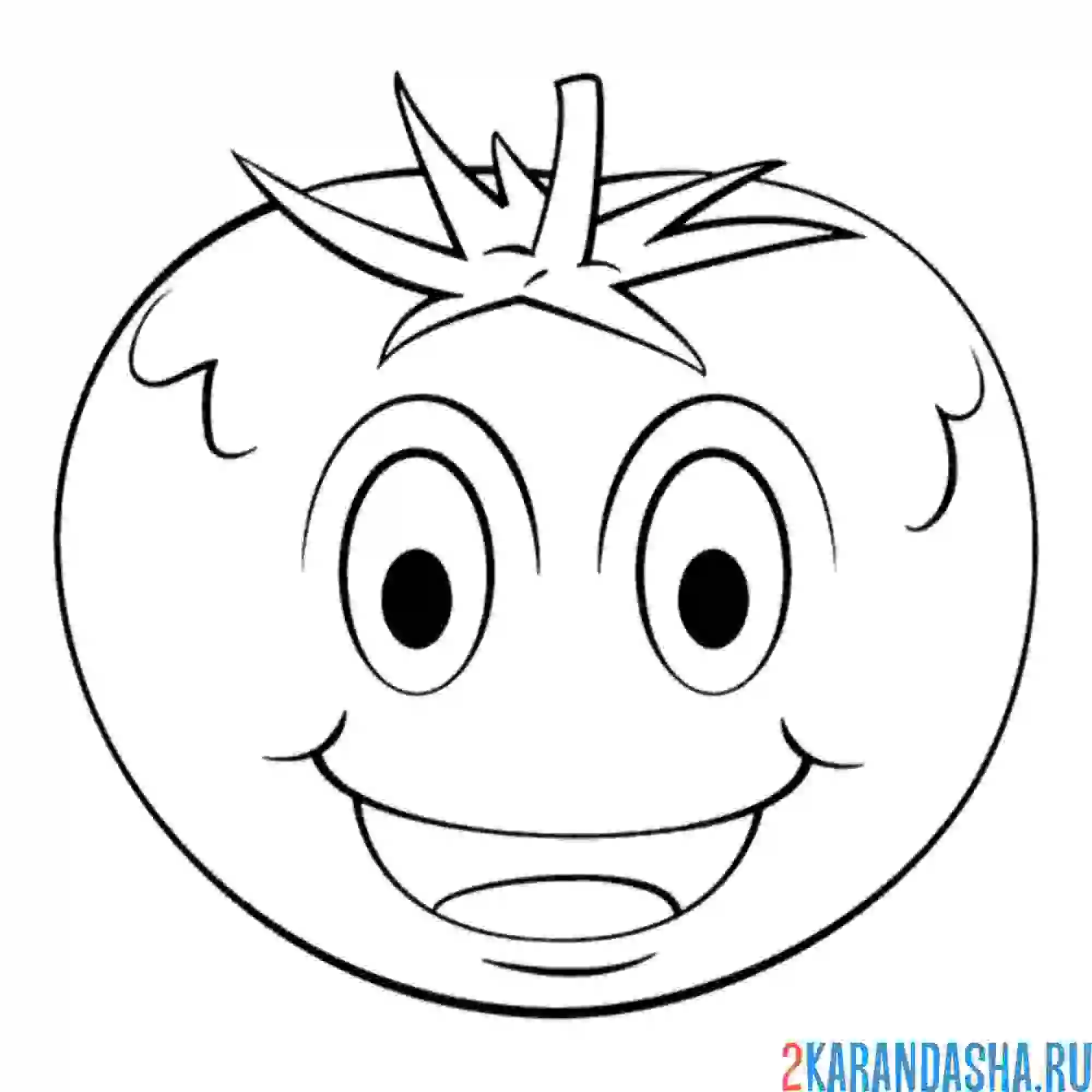 Раскраска улыбающийся помидор с глазками