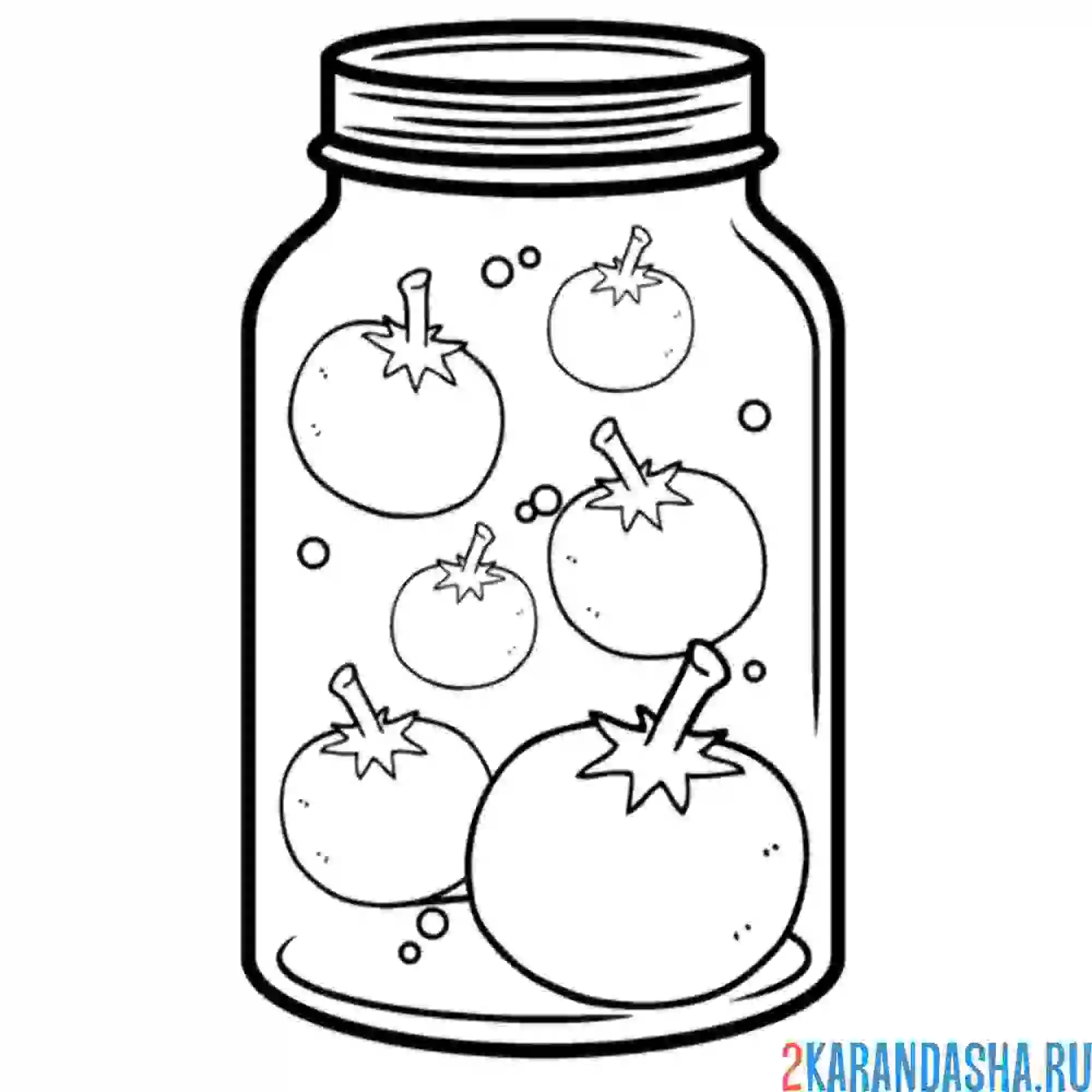 Раскраска соленые помидоры в банке