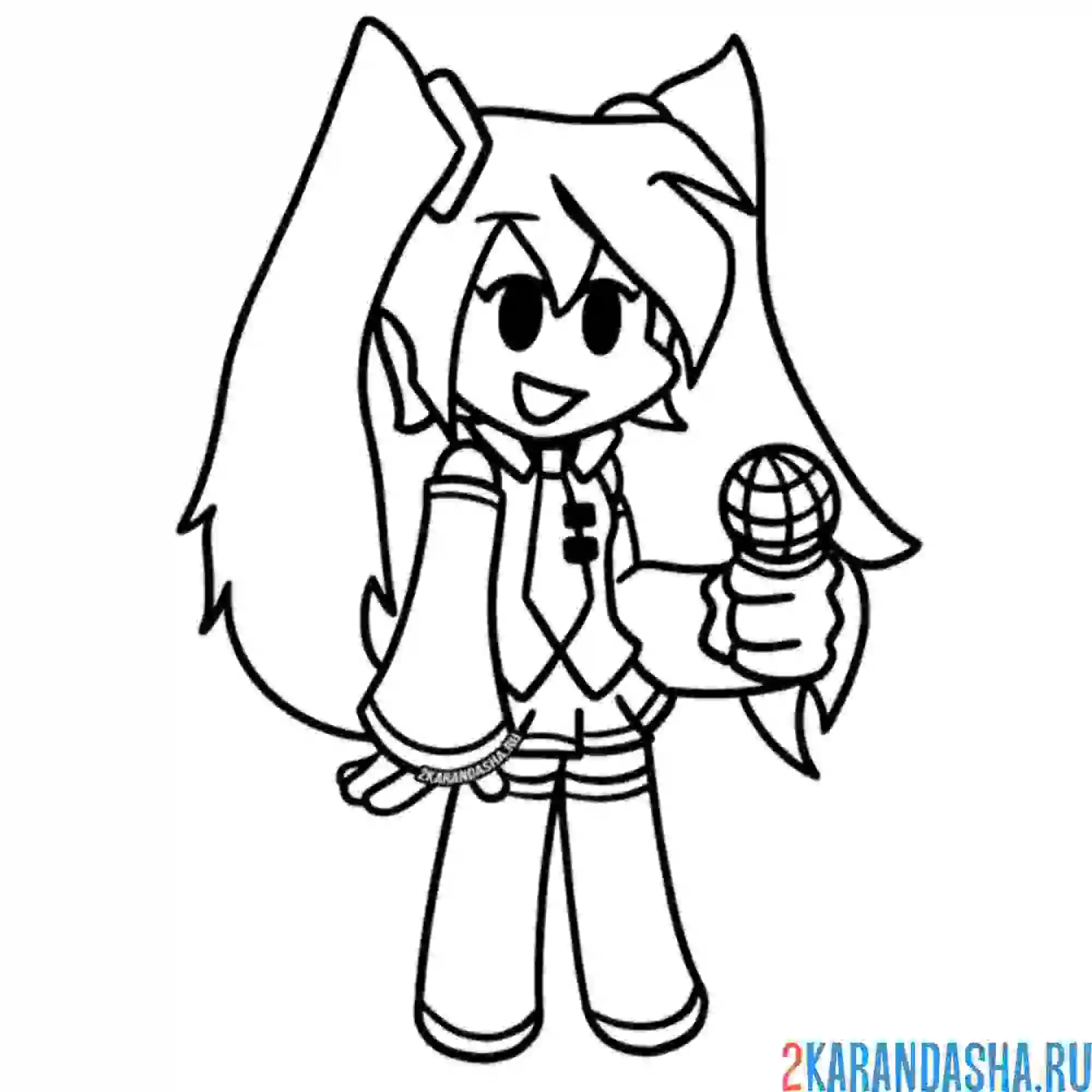 Раскраска мику хацунэ фнф