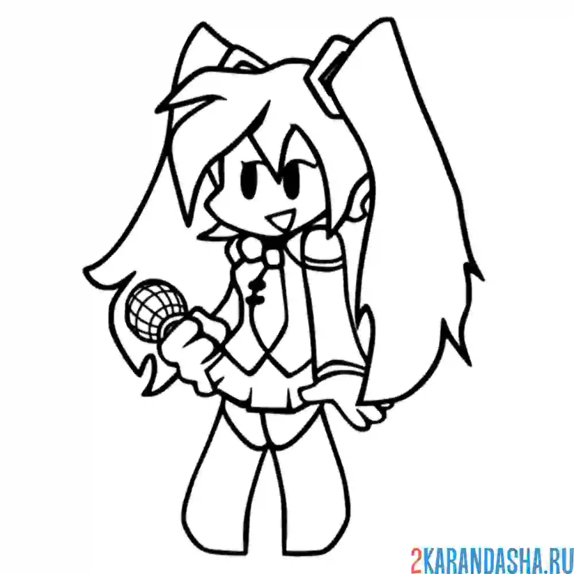 Раскраска мику friday night funkin'