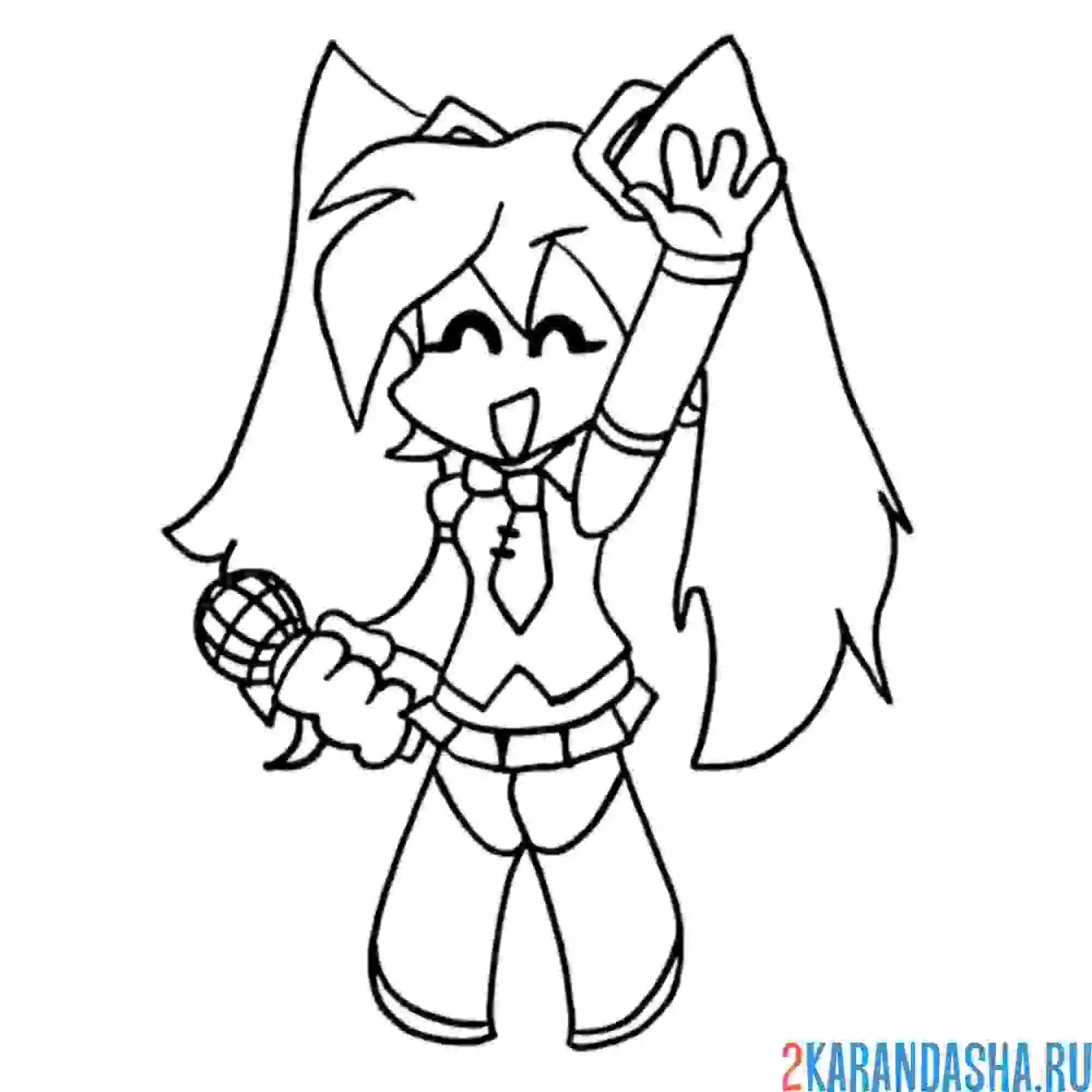 Раскраска friday night funkin' мику