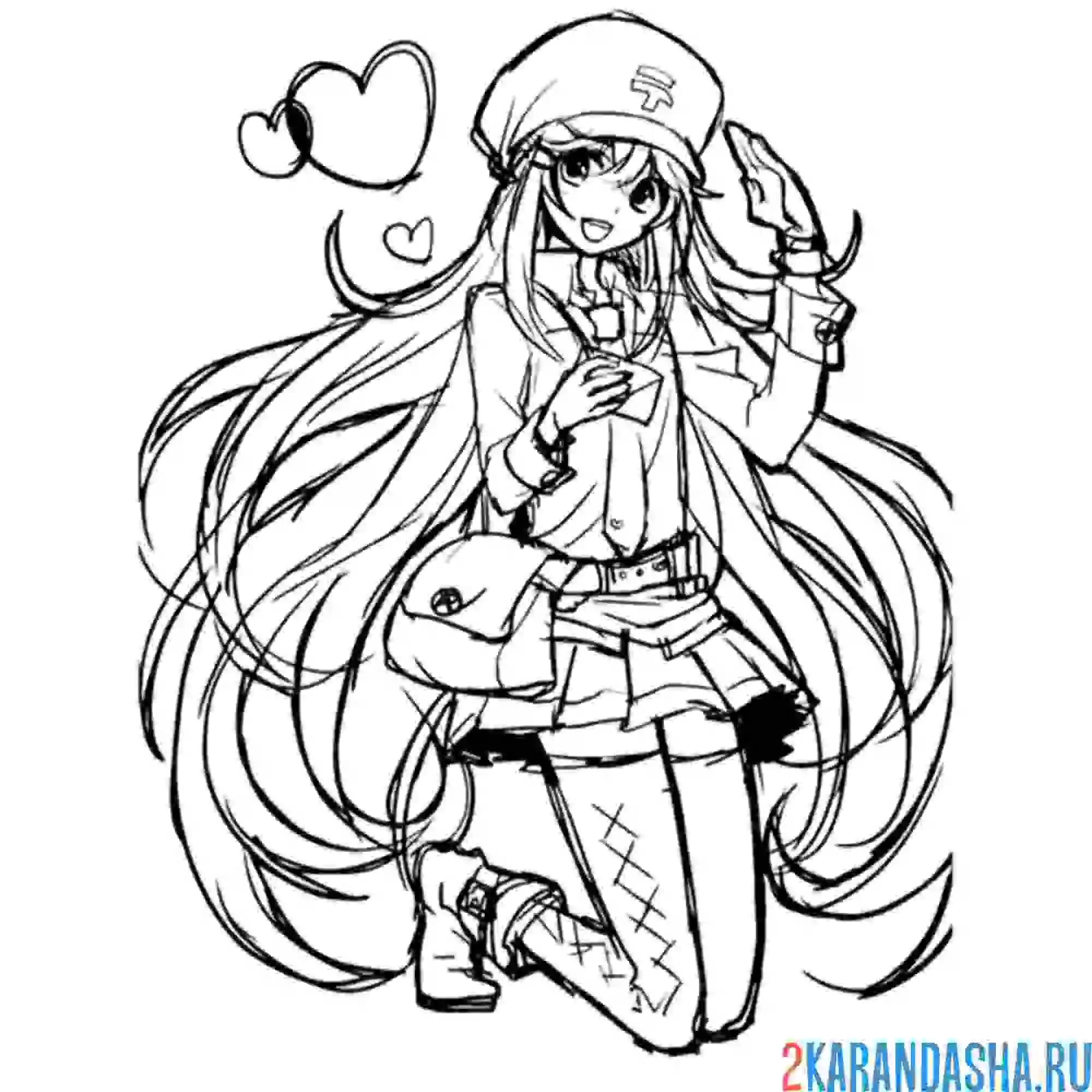 Раскраска рисунок мику