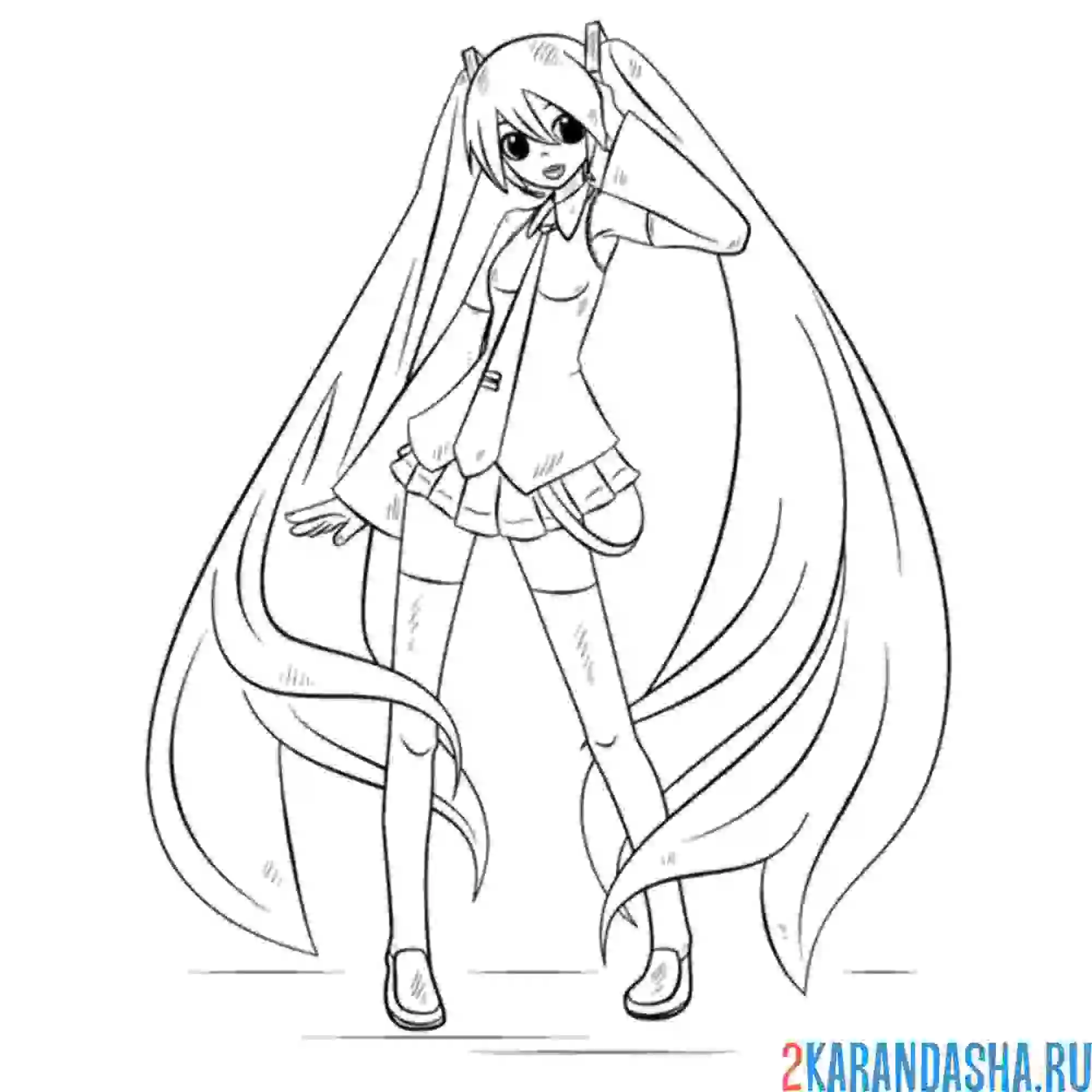 Раскраска мику стоит