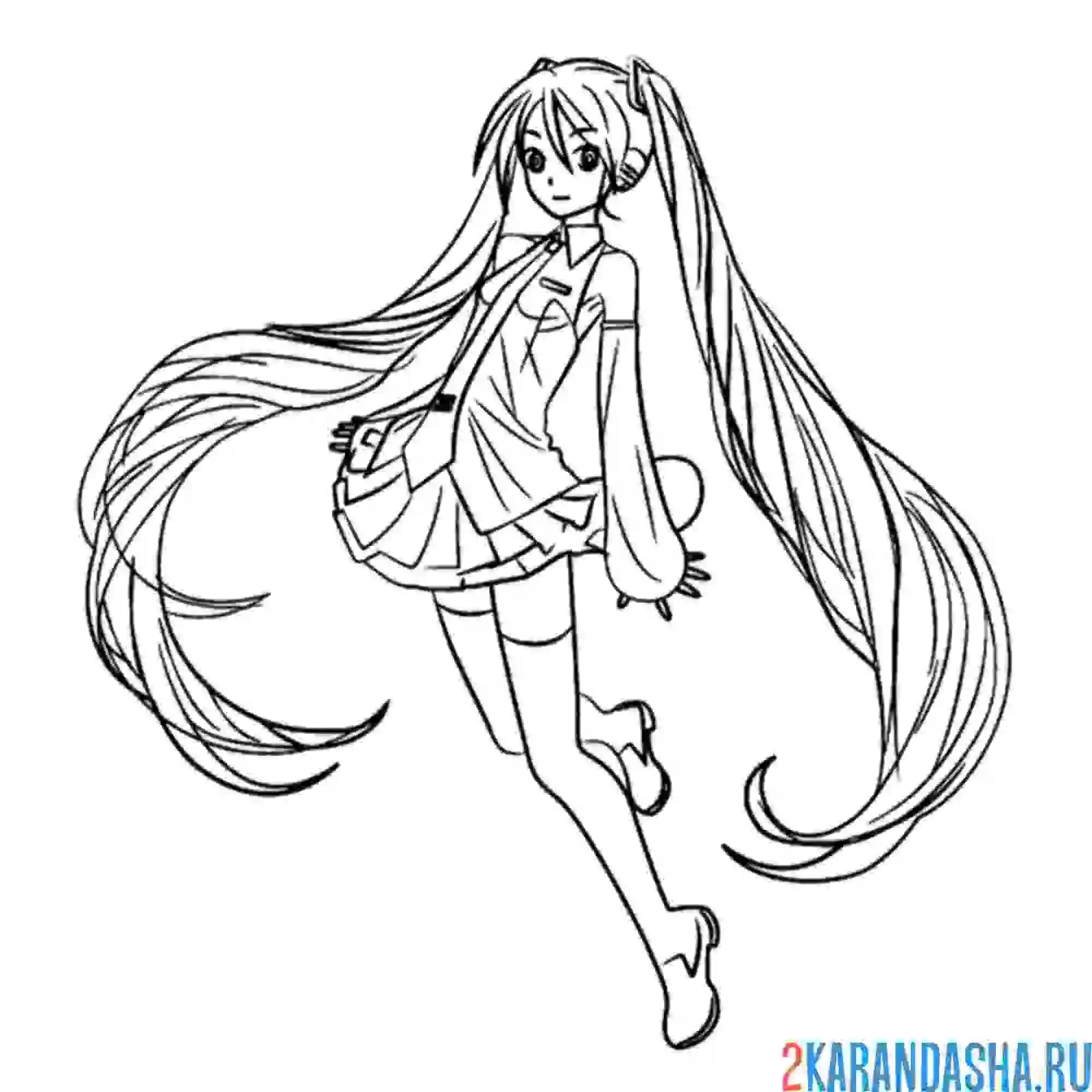 Раскраска мику прыгает