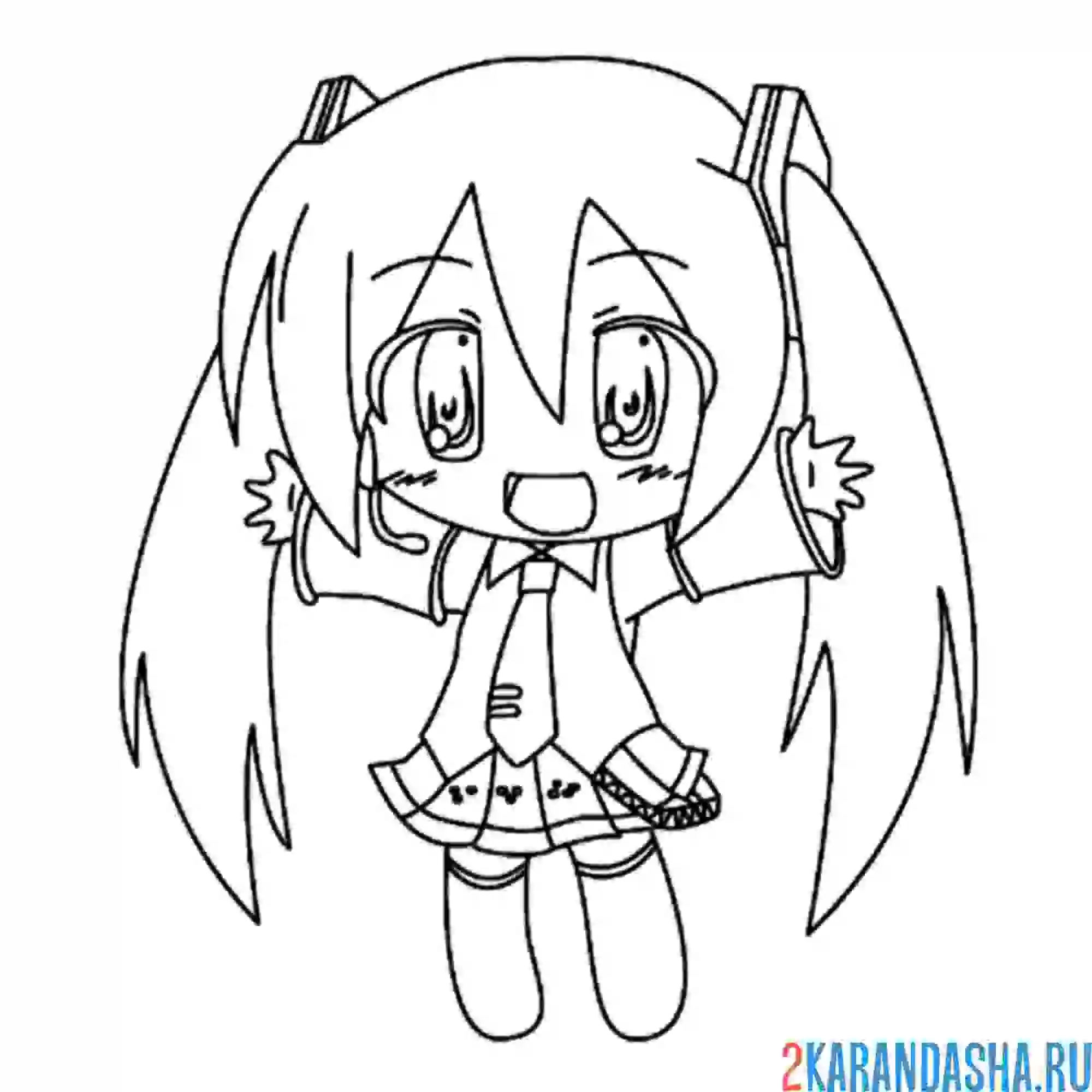 Раскраска милашка мику