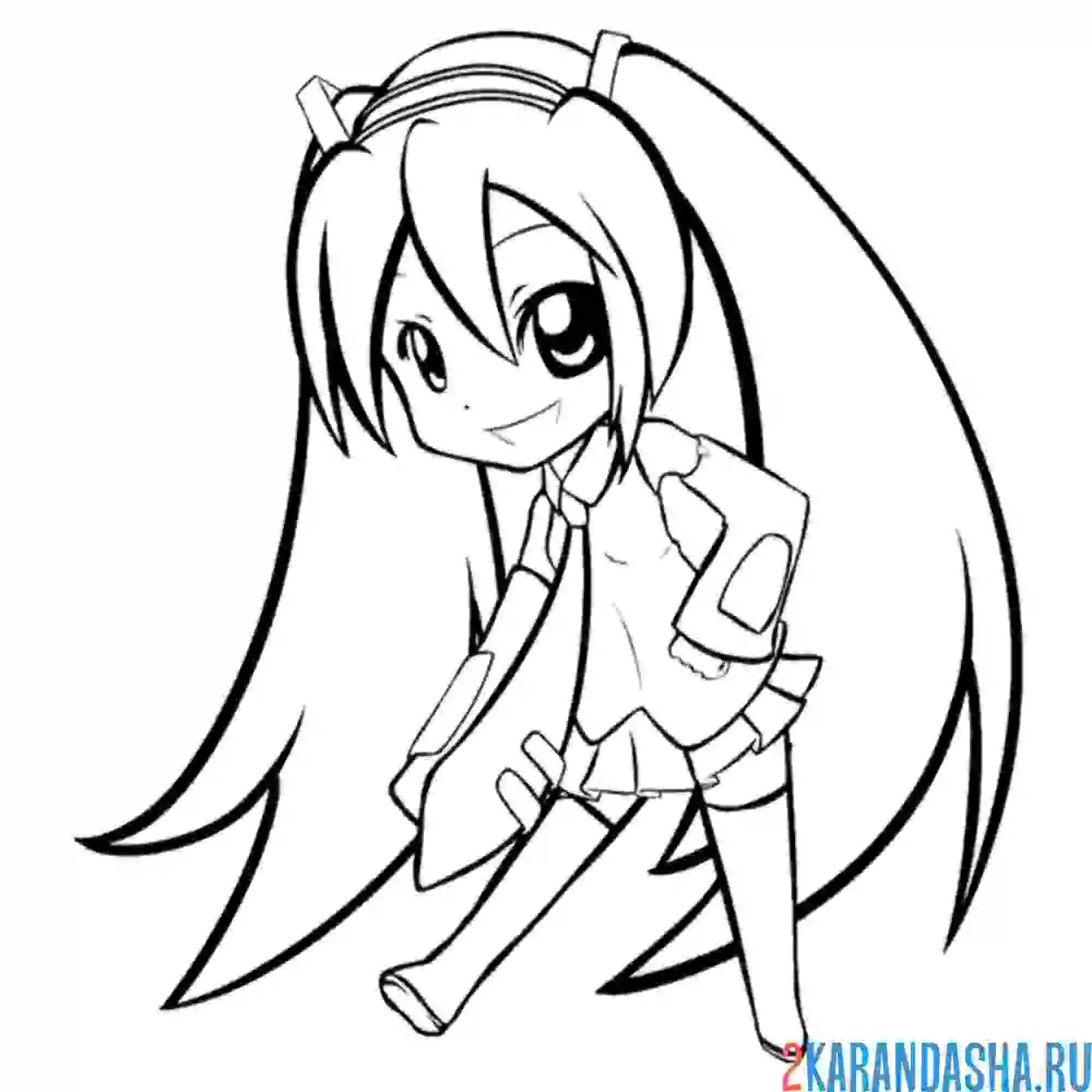 Раскраска мику маленький персонаж