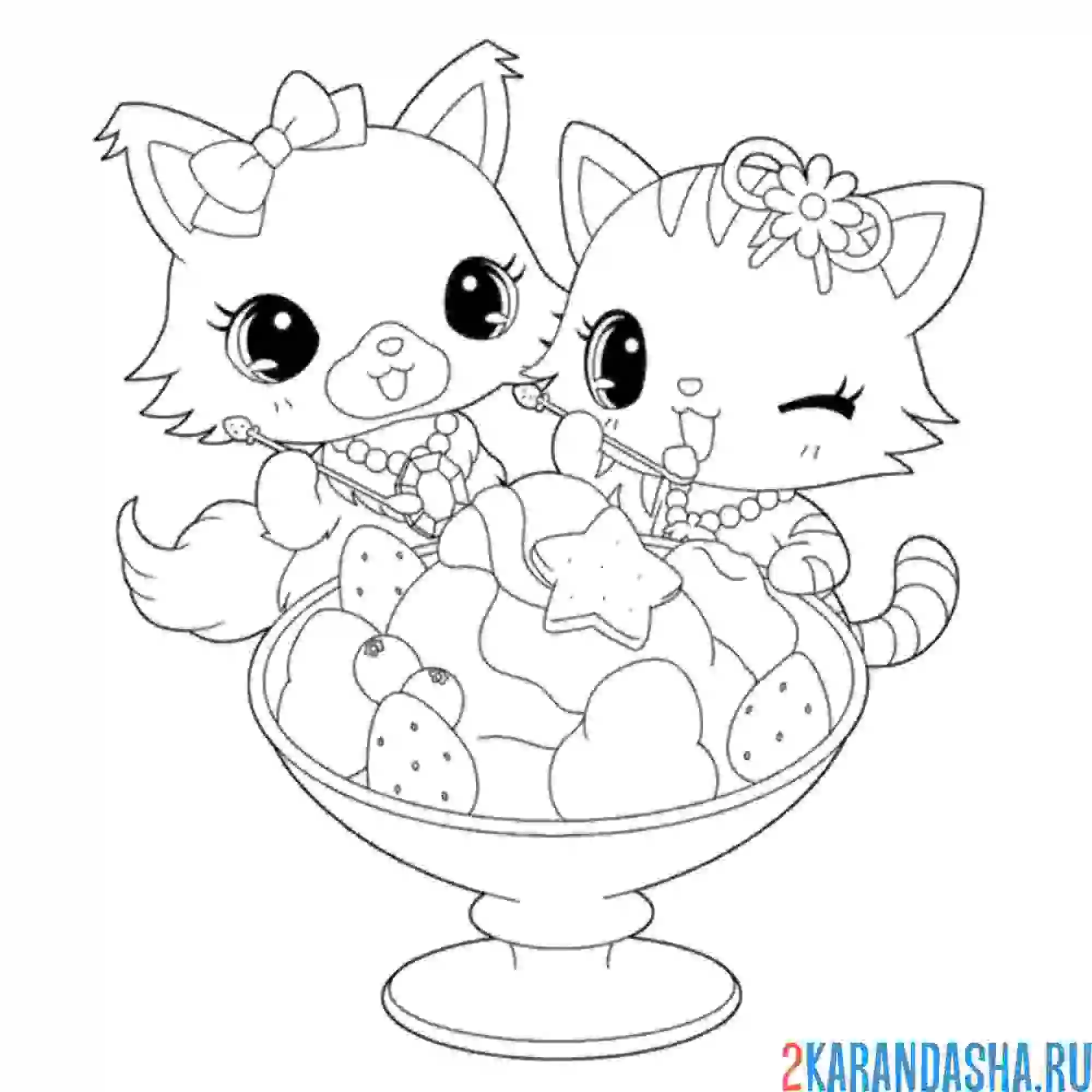 Раскраска аниме милые питомцы