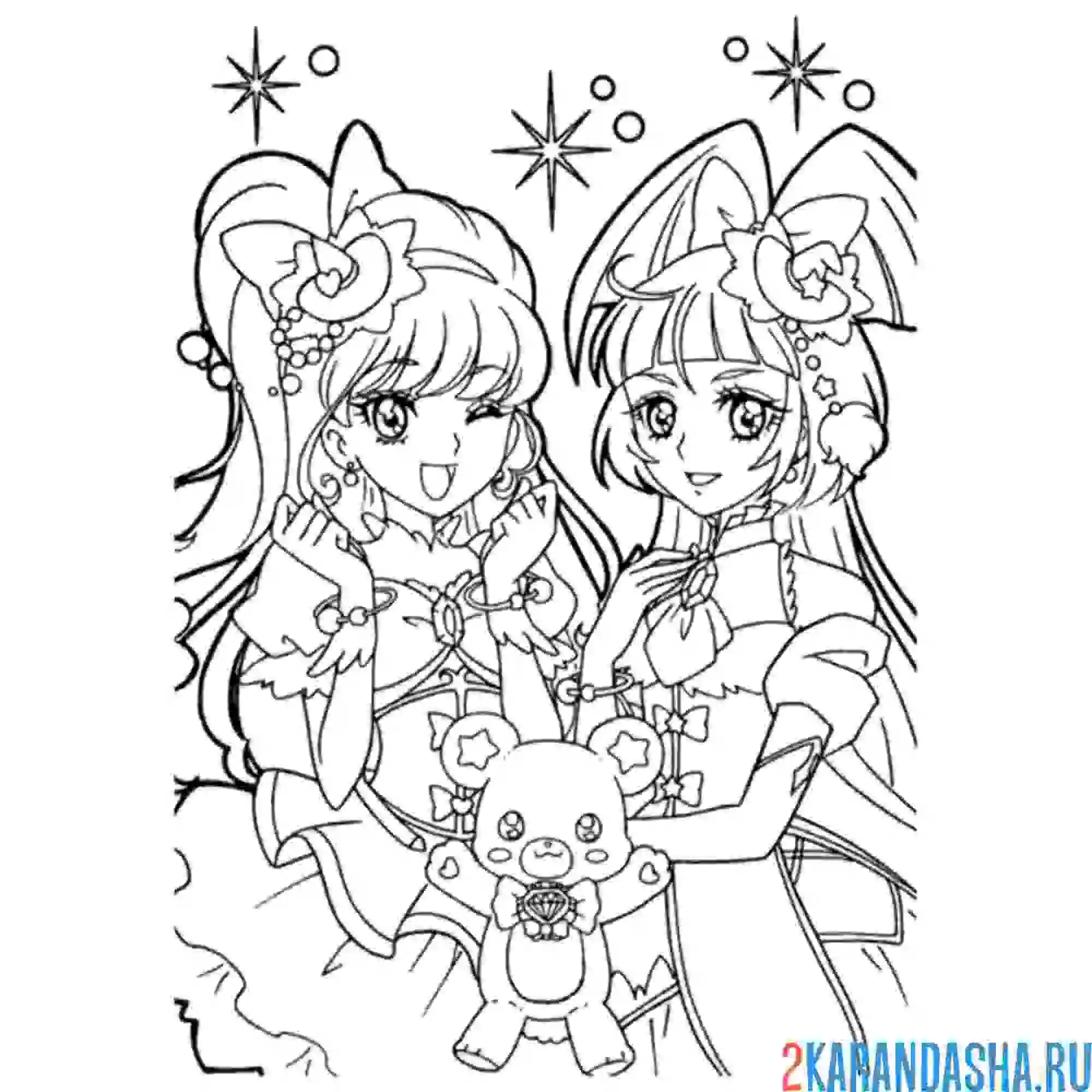 Раскраска аниме персонажи девочки