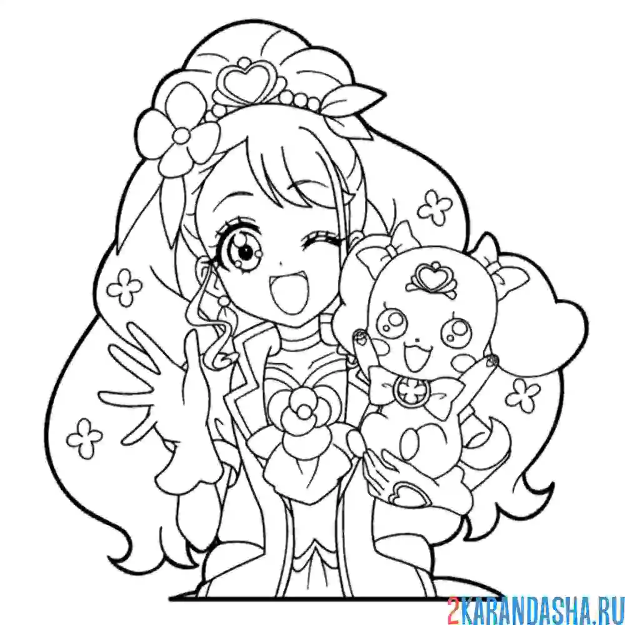 Раскраска аниме веселая девушка