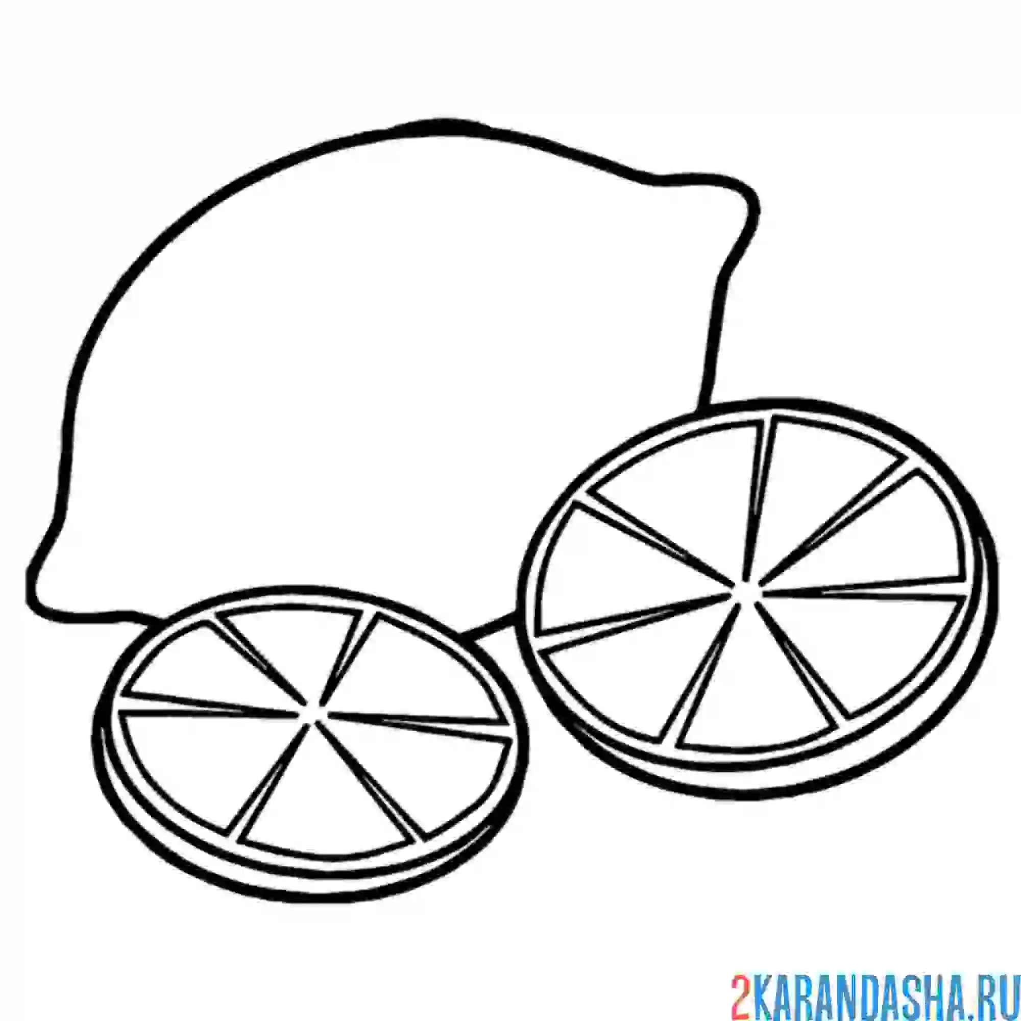 Раскраска лимон и целые дольки