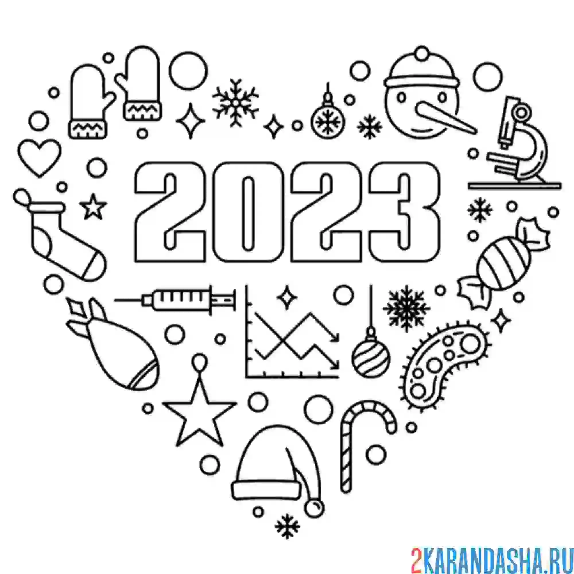 Раскраска 2023 новый год кролика