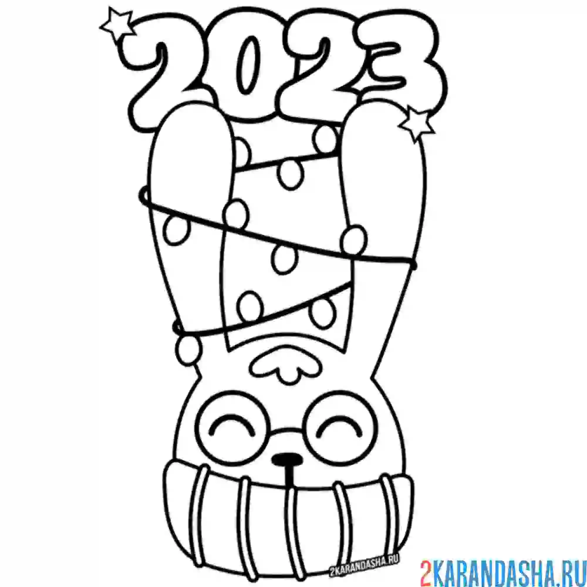 Раскраска новый год кролика 2023