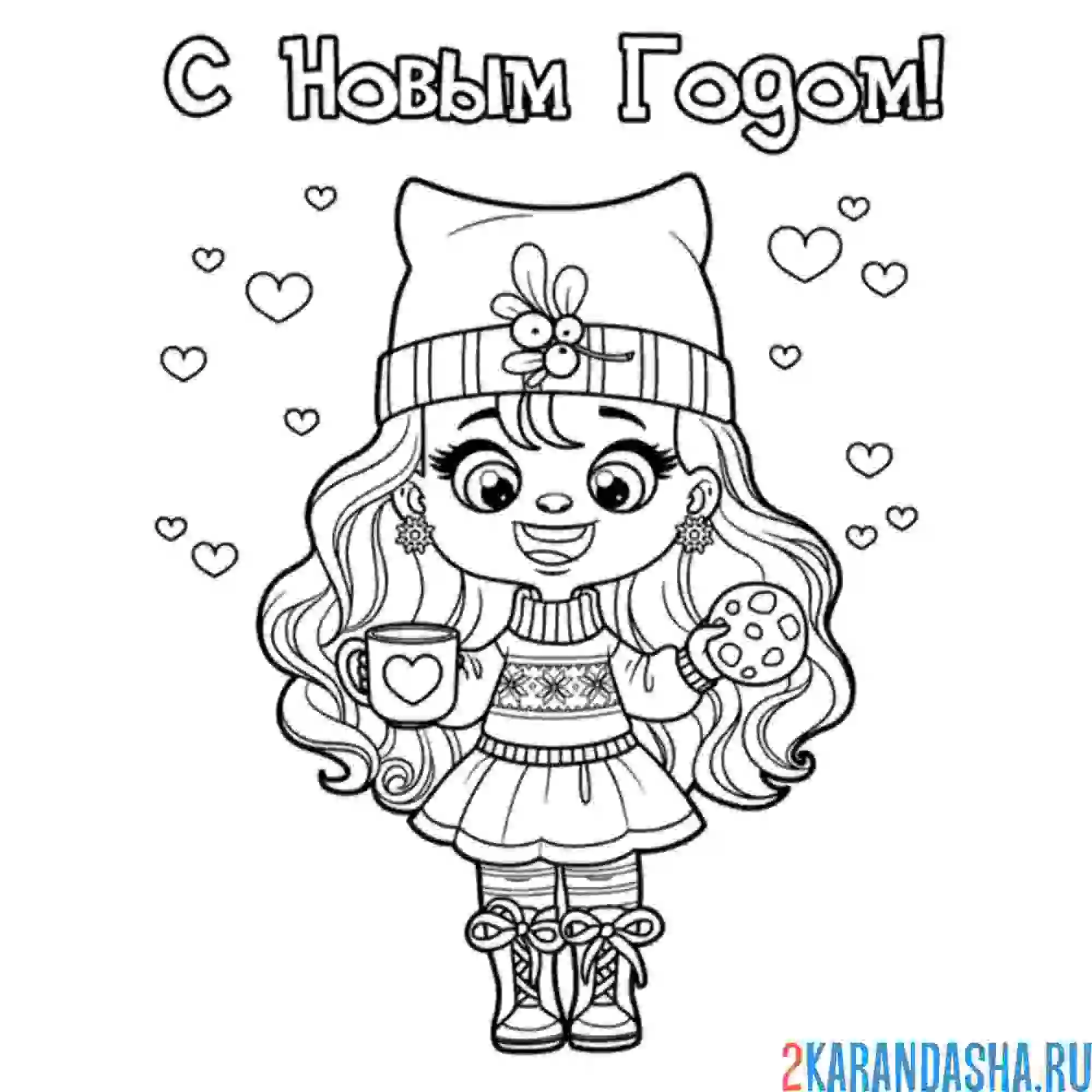 Раскраска красивая девочка зимой