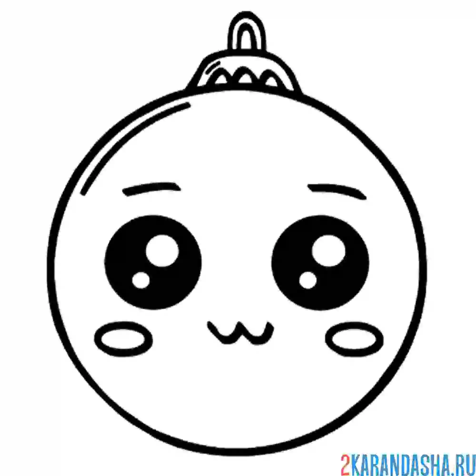 Раскраска новогодний шар с глазками улыбается