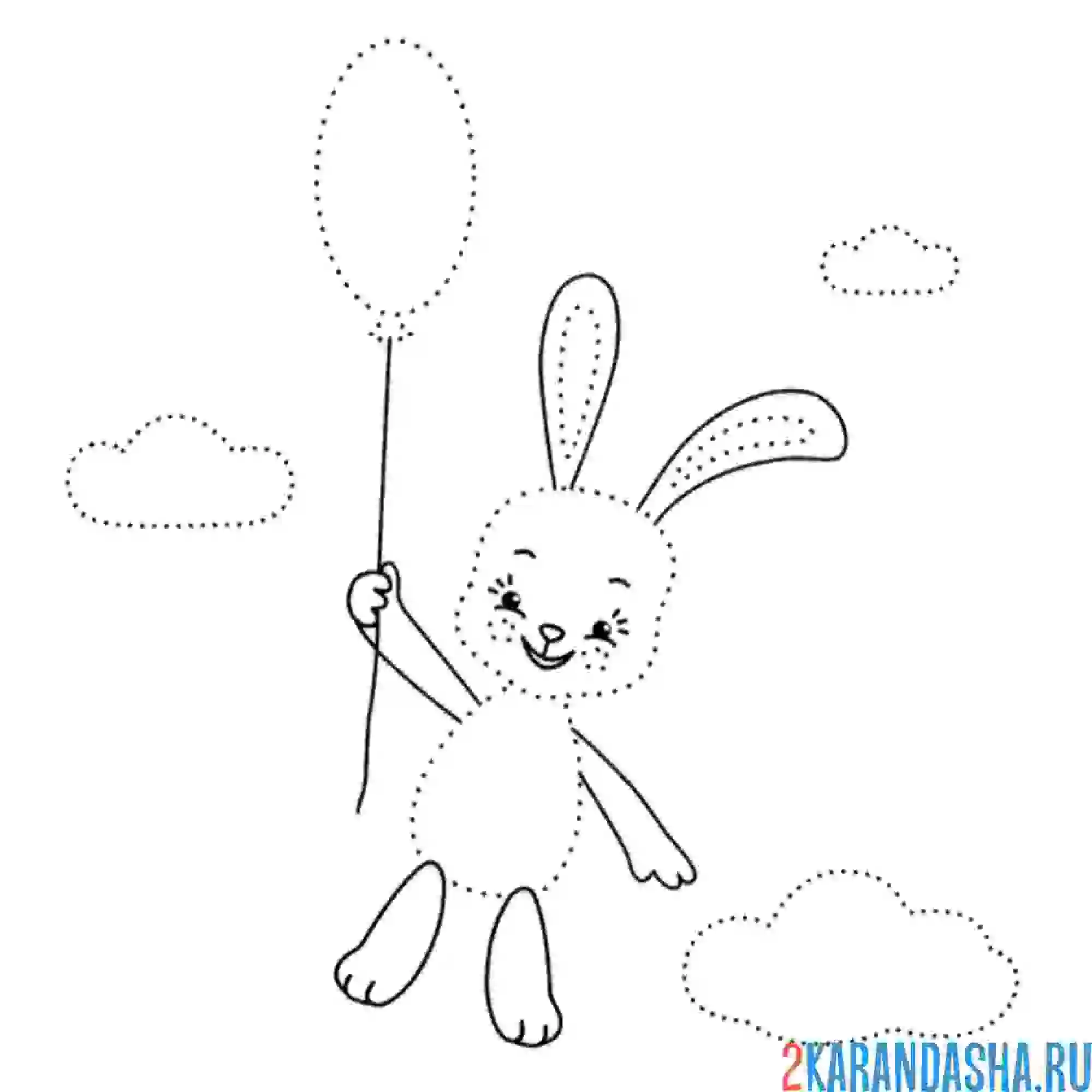 Раскраска зайчик с воздушным шариком