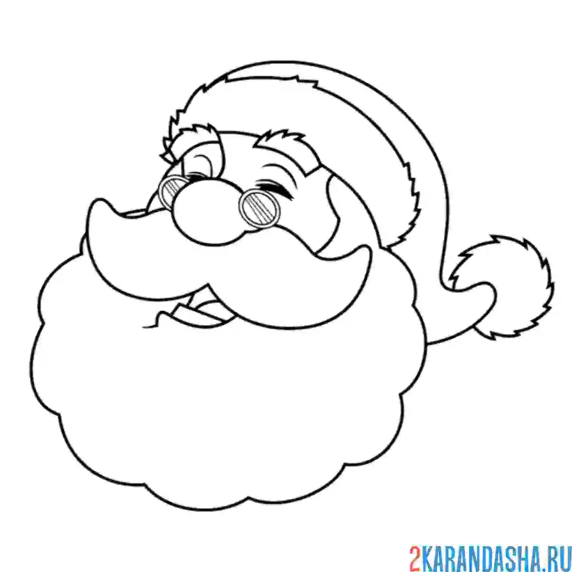 Раскраска лицо деда мороза в шапке