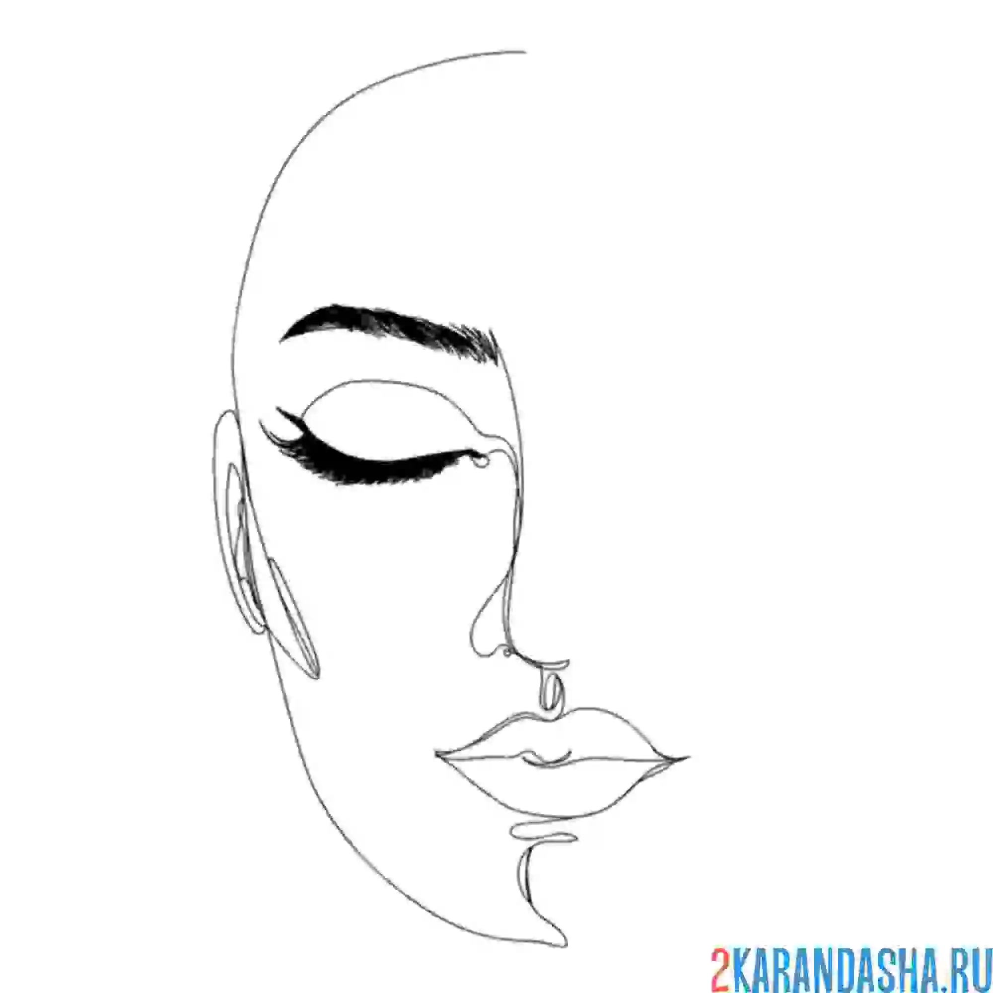 Раскраска половина лица девушки