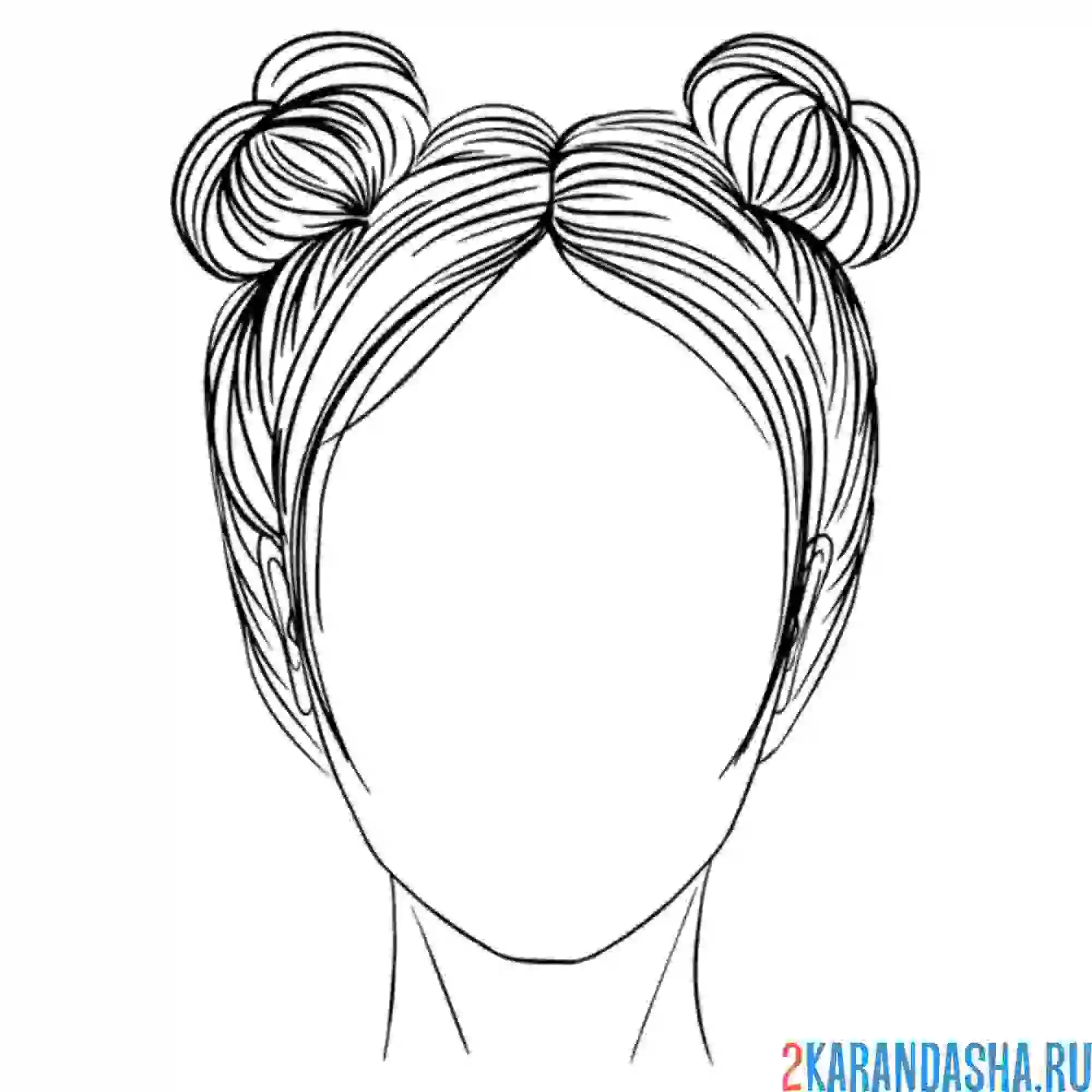 Раскраска девушка без лица два пучка