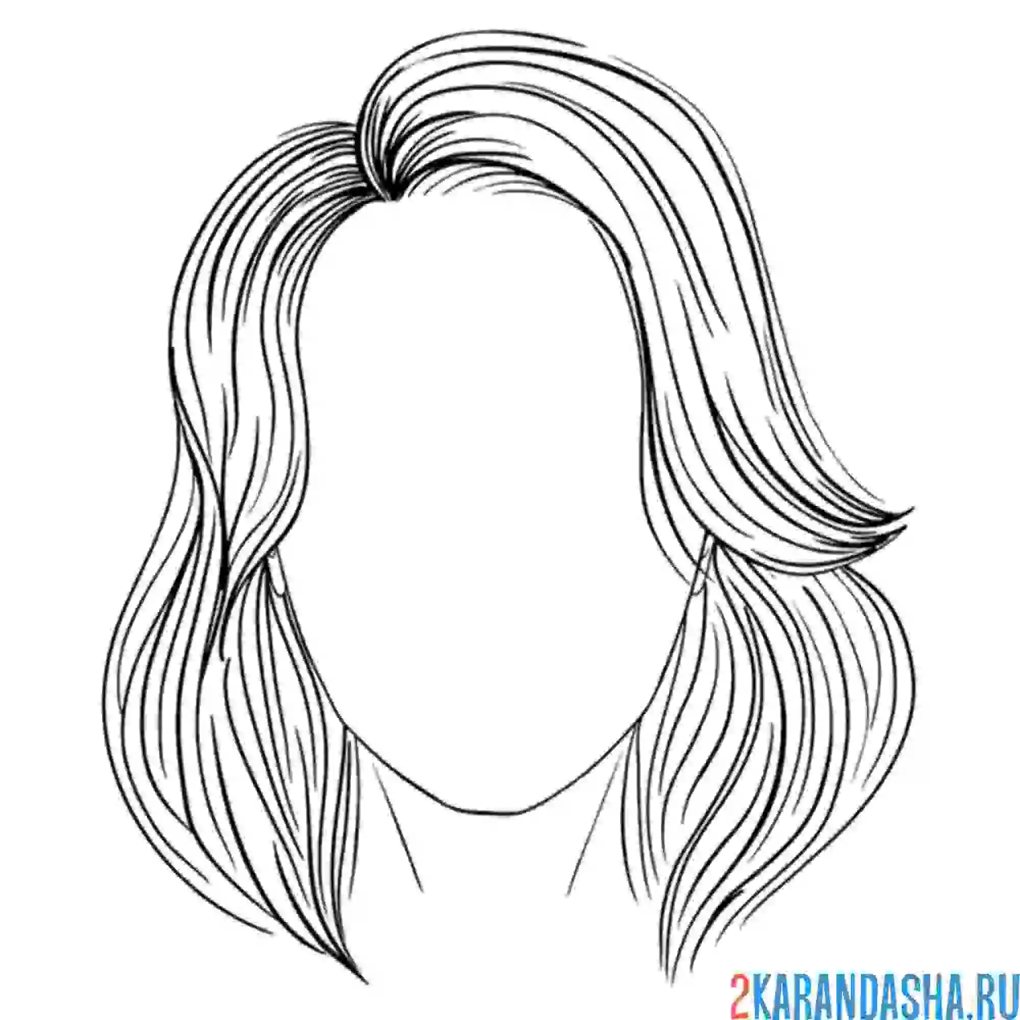 Раскраска девушка без лица распущенные волосы