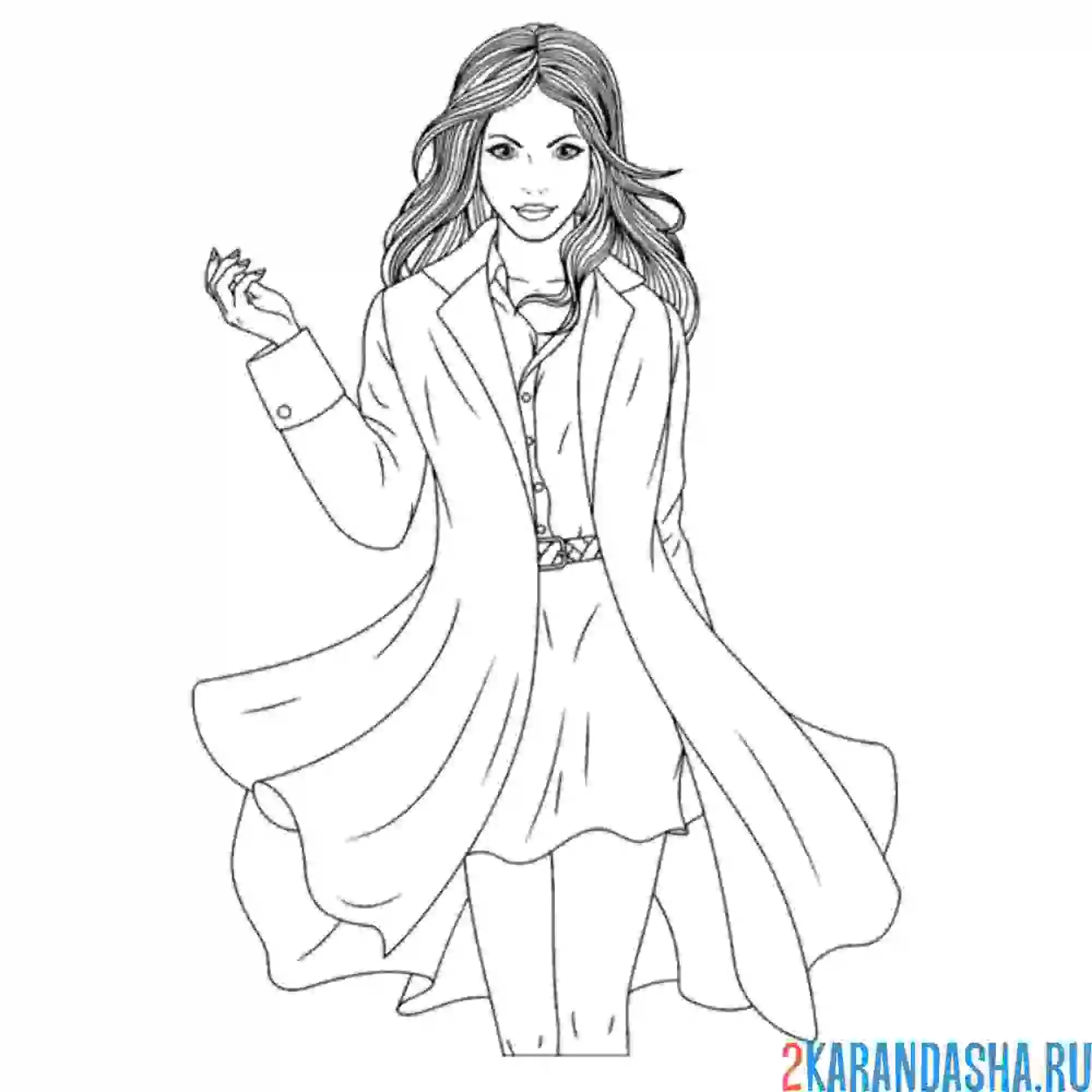 Раскраска девушка на подиуме