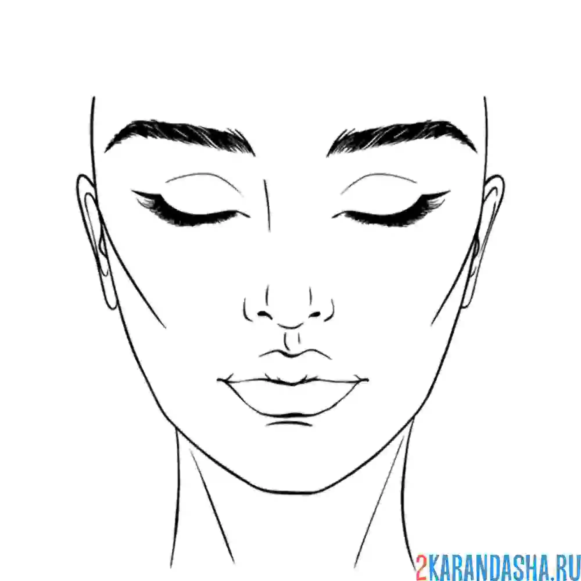 Раскраска лицо девушки для макияжа и прически