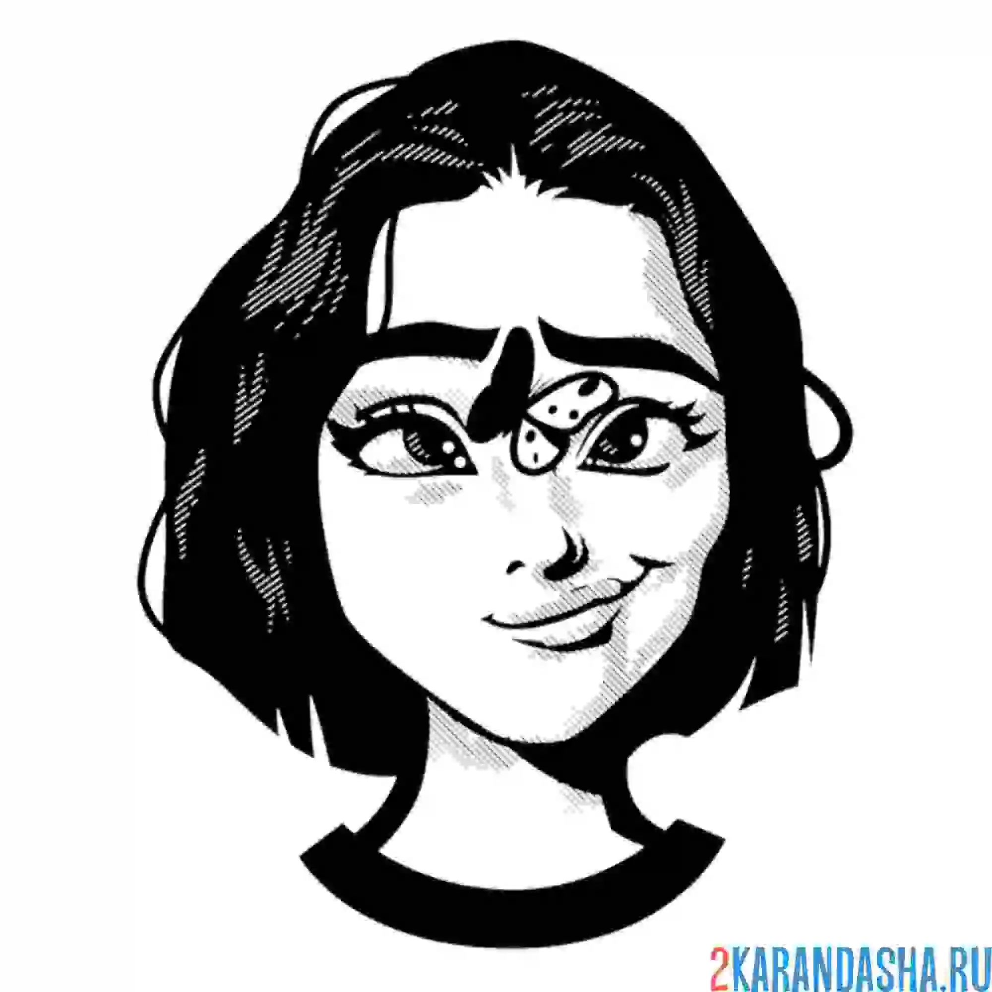 Раскраска милое личико девушки