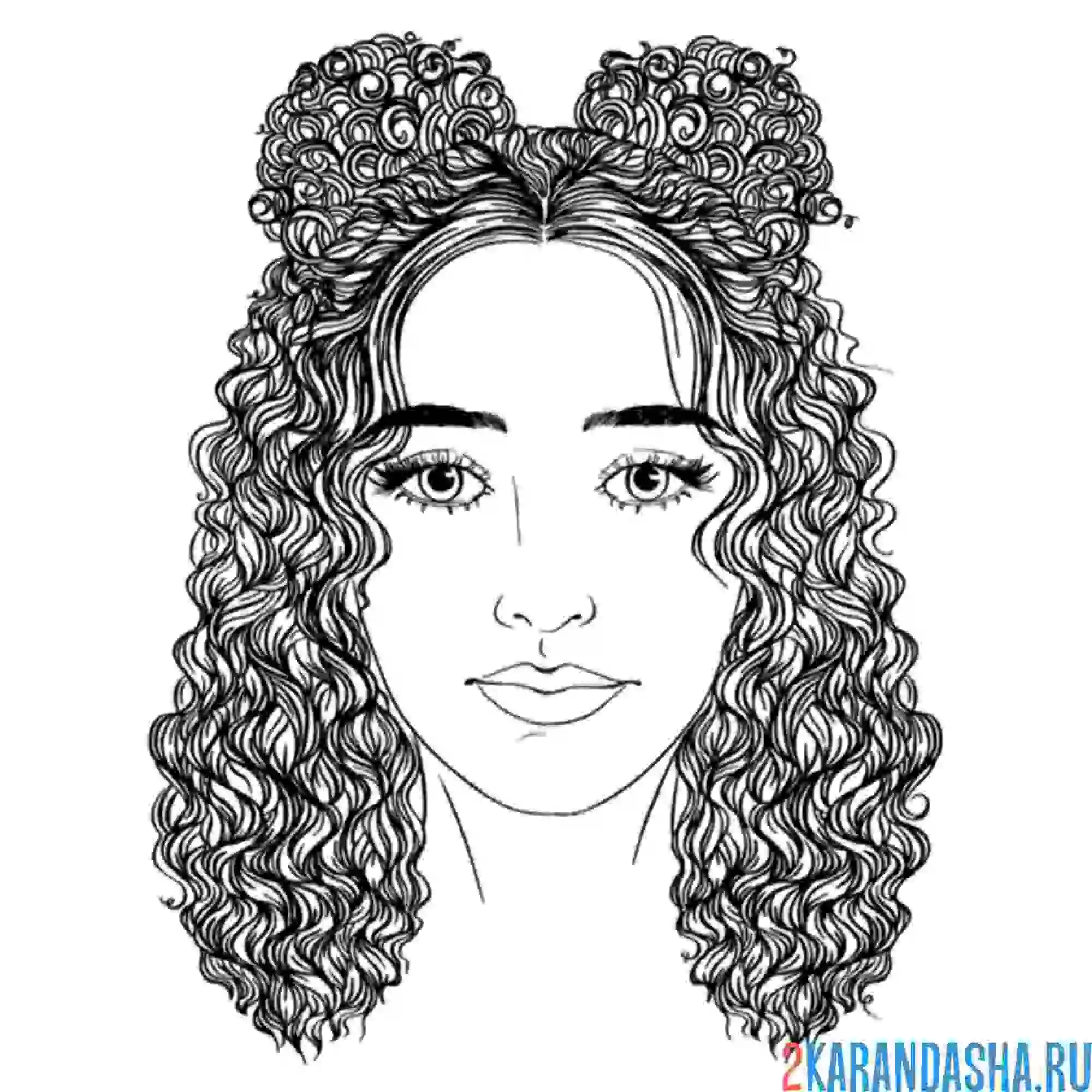Раскраска лицо девушки для макияжа и прическа