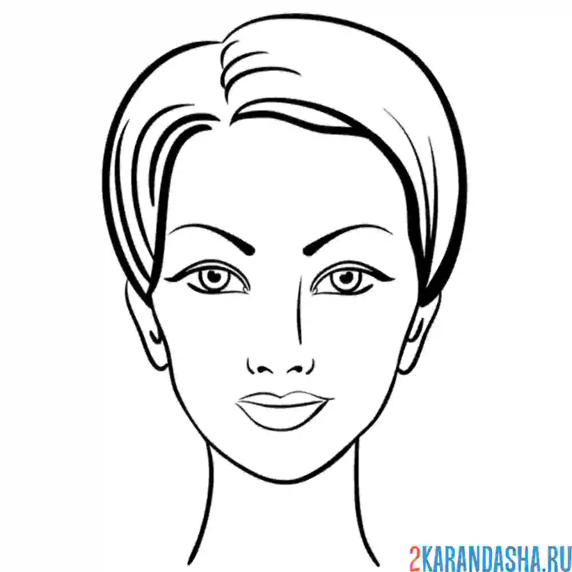 Раскраска лицо девушки для макияжа короткие волосы