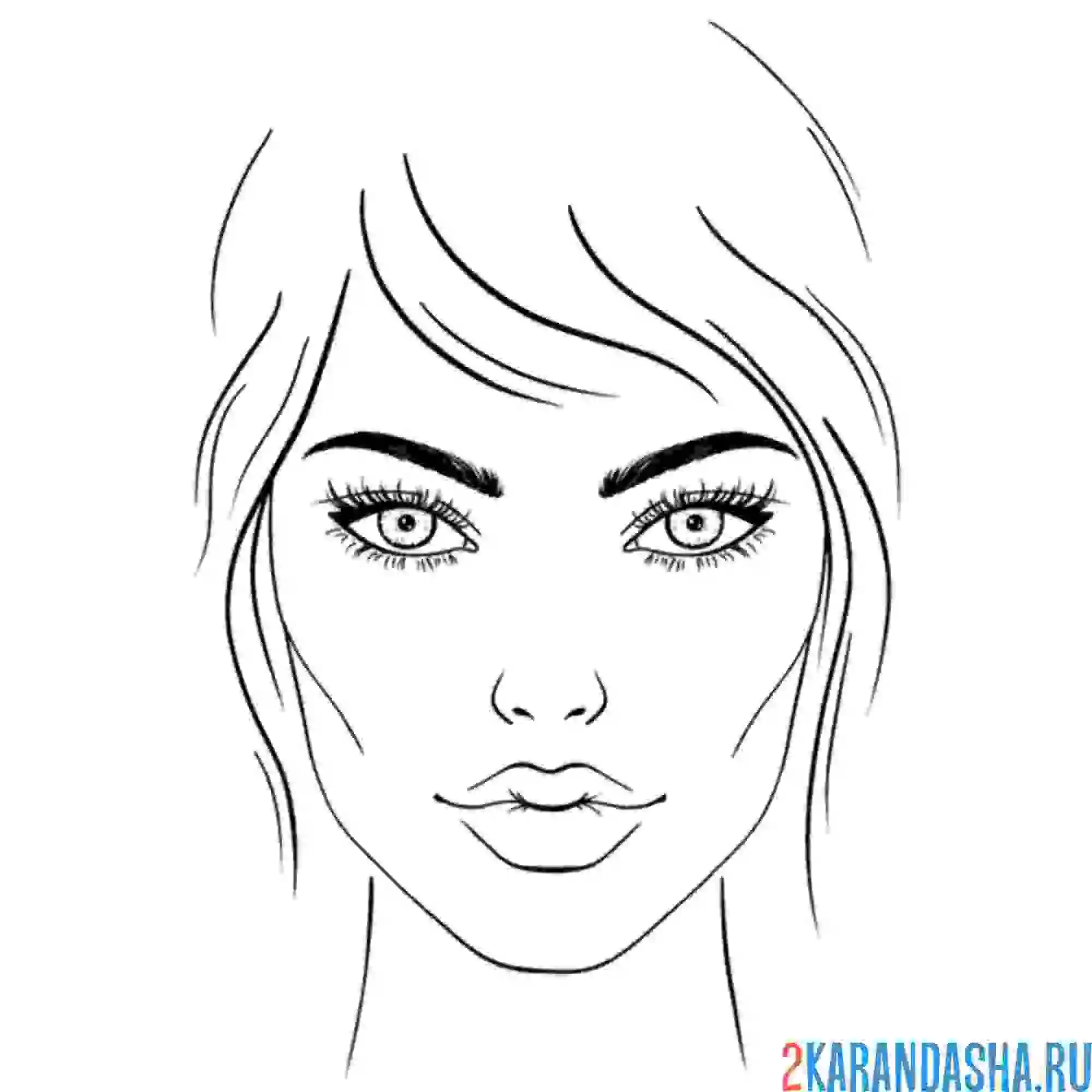Раскраска лицо девушки для макияжа голова