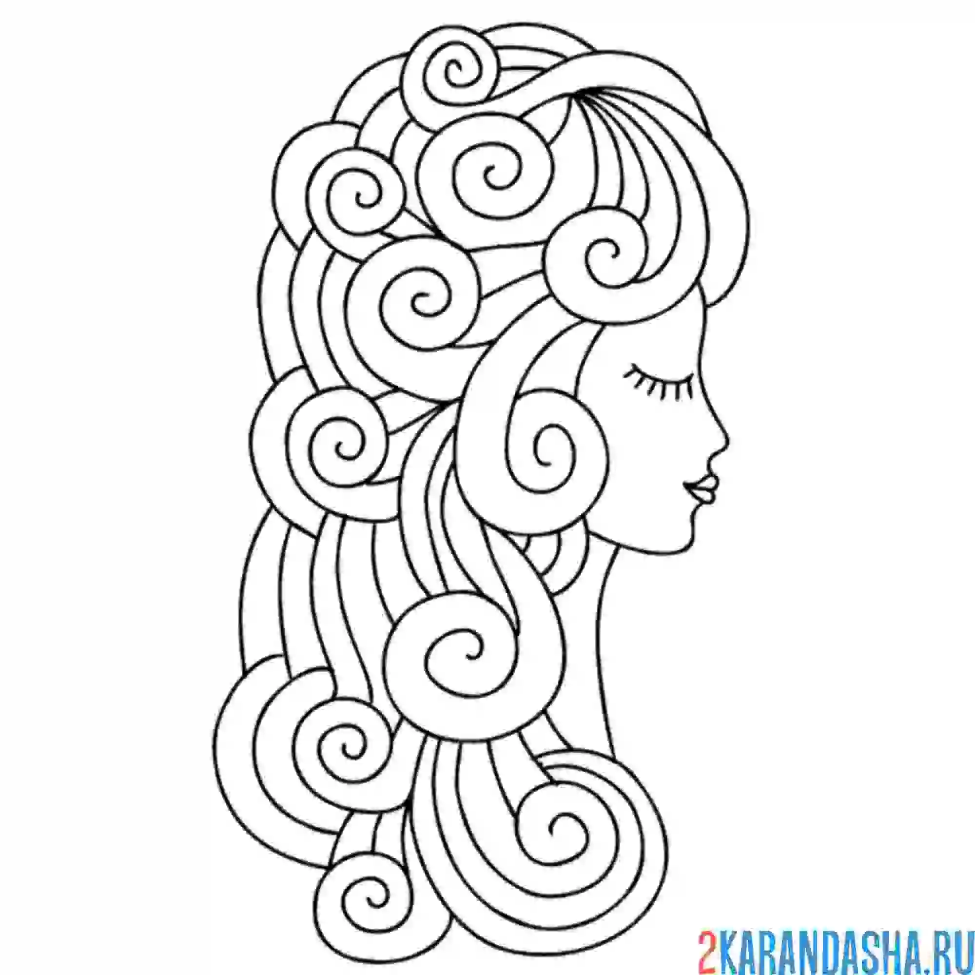 Раскраска необычная голова девушки