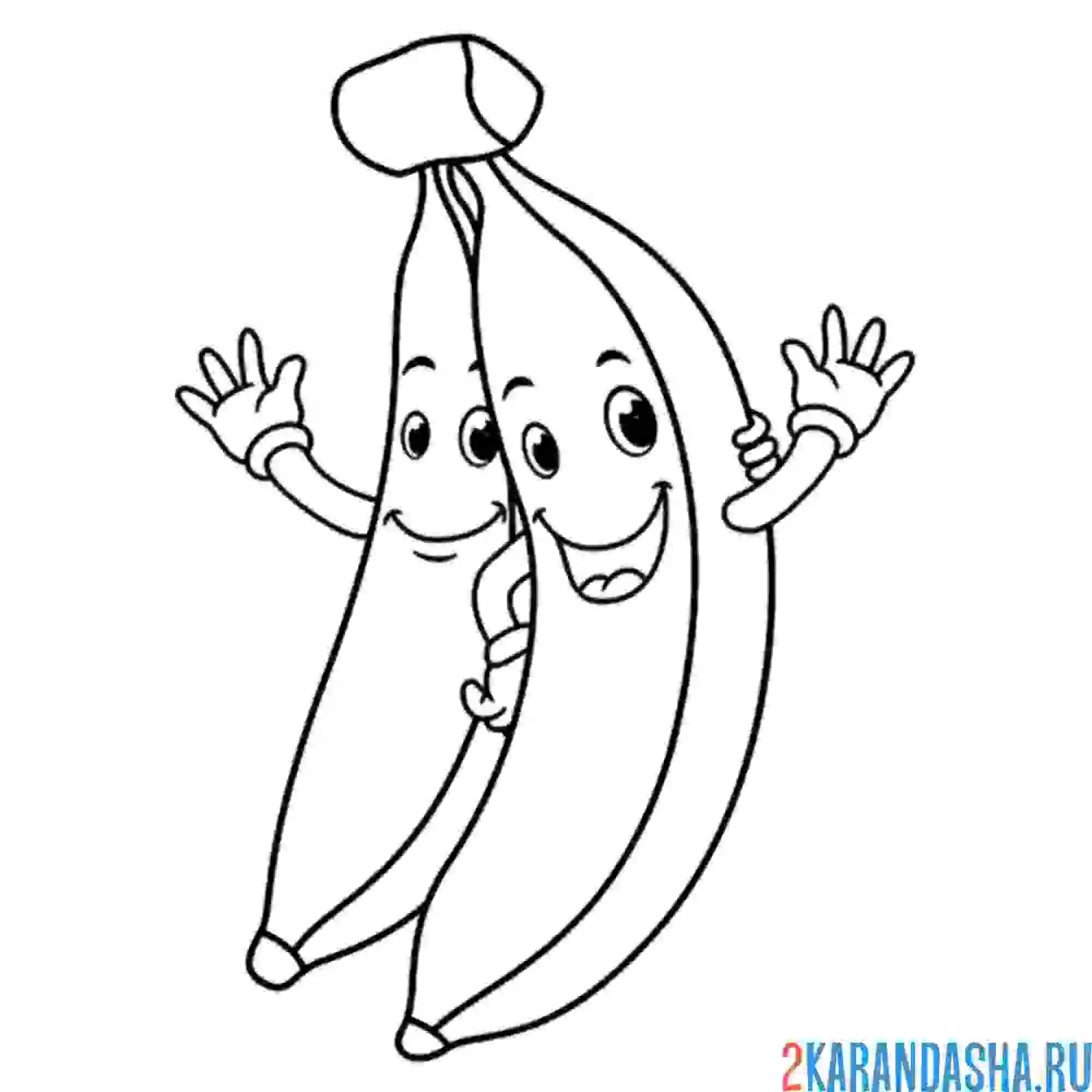 Раскраска два банана с глазками