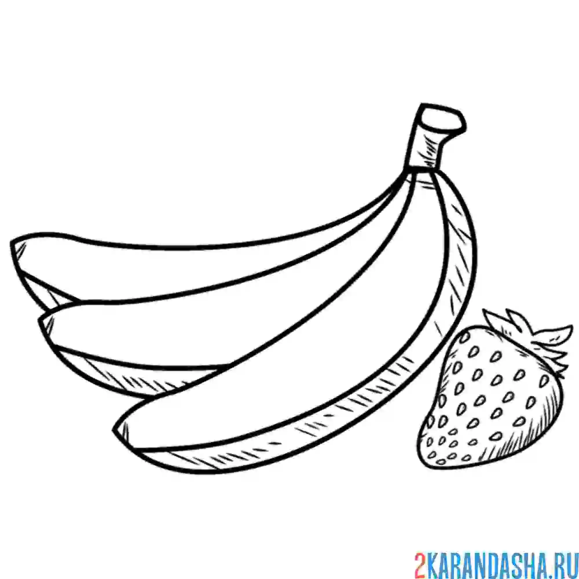 Раскраска банан и клубника