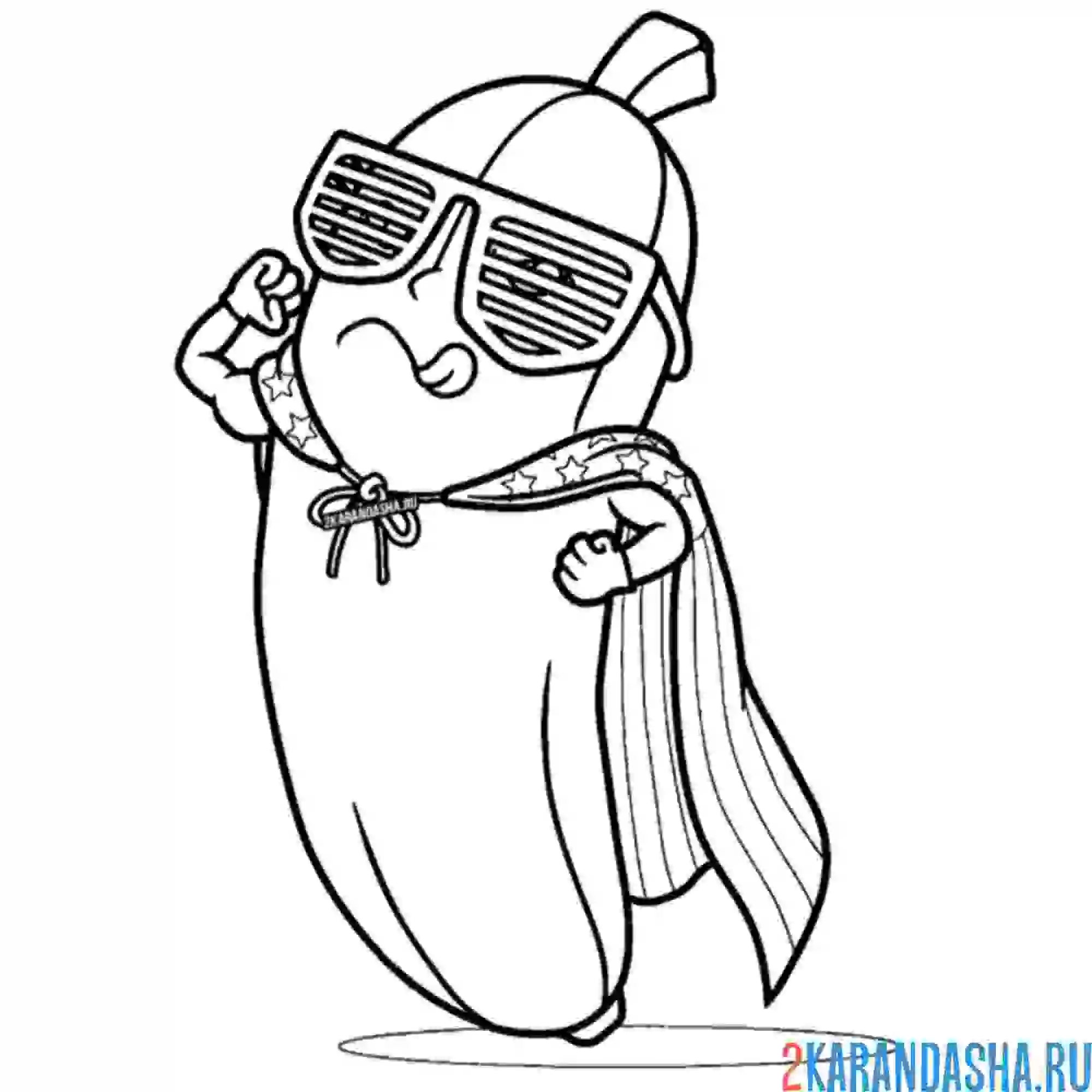 Раскраска банан супергерой