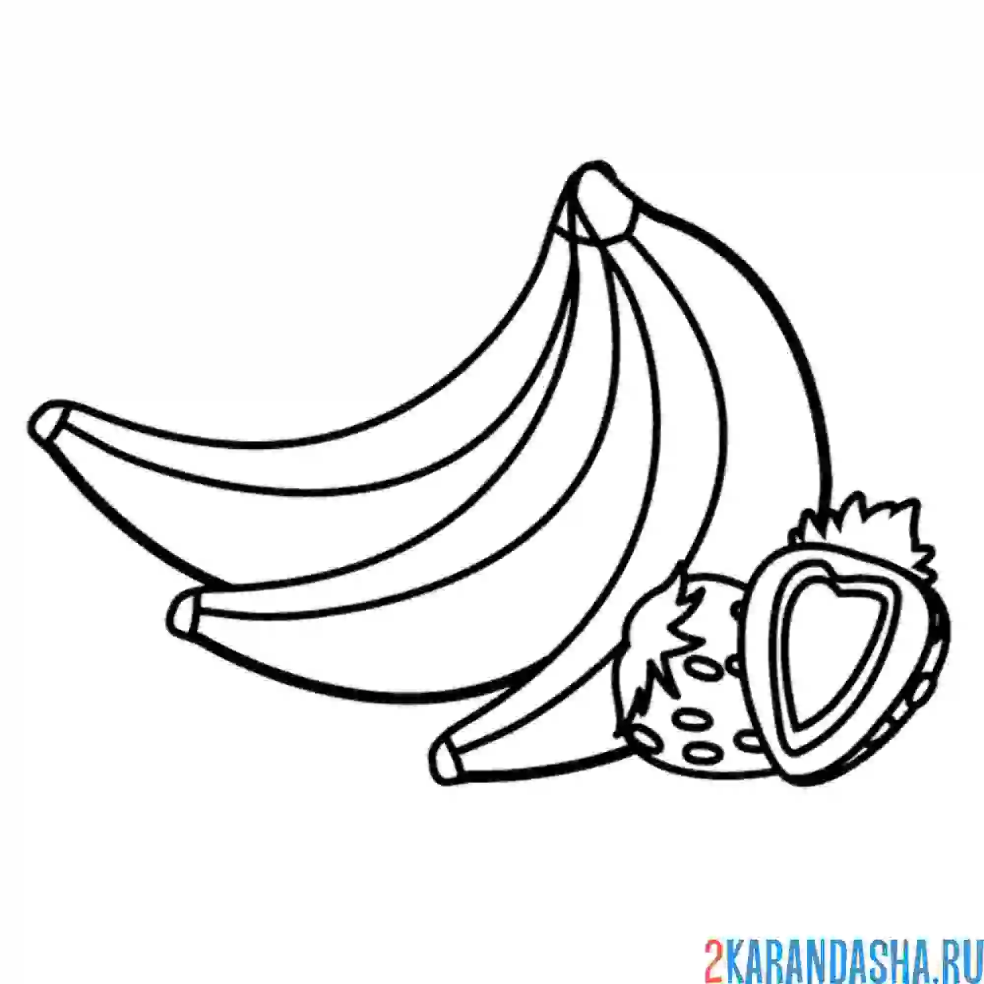 Раскраска банан, клубника