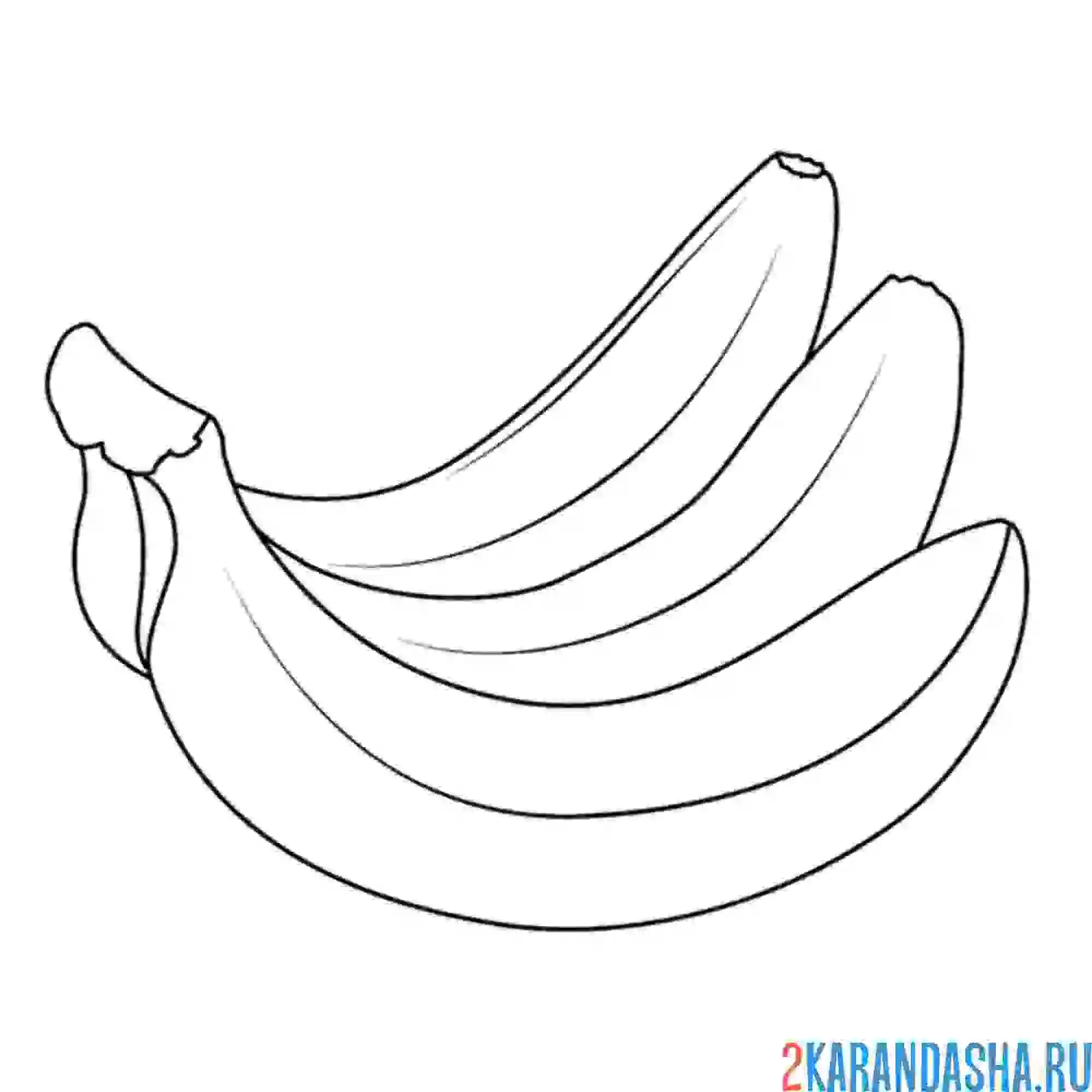 Раскраска три спелых банана
