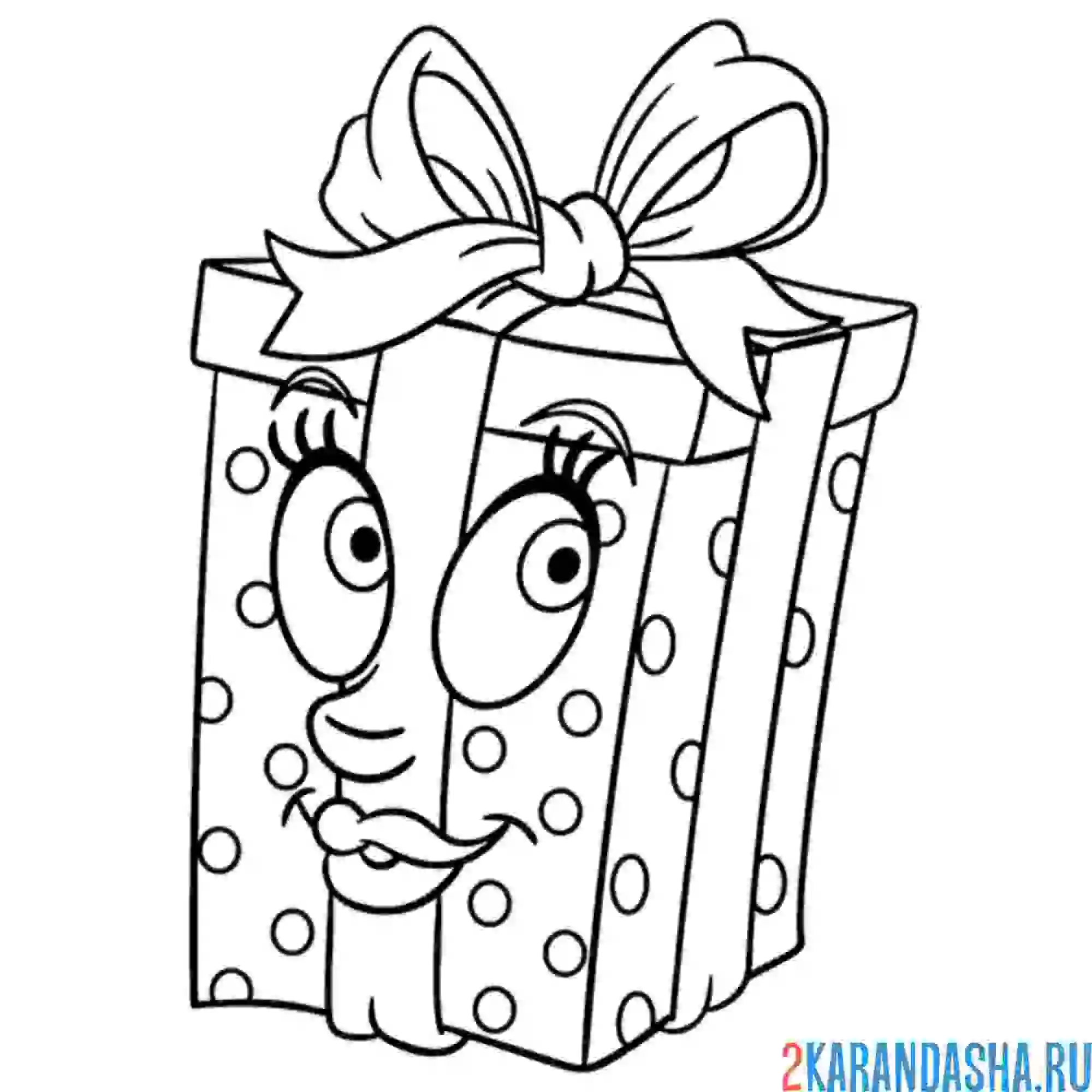 Раскраска бант на подарке