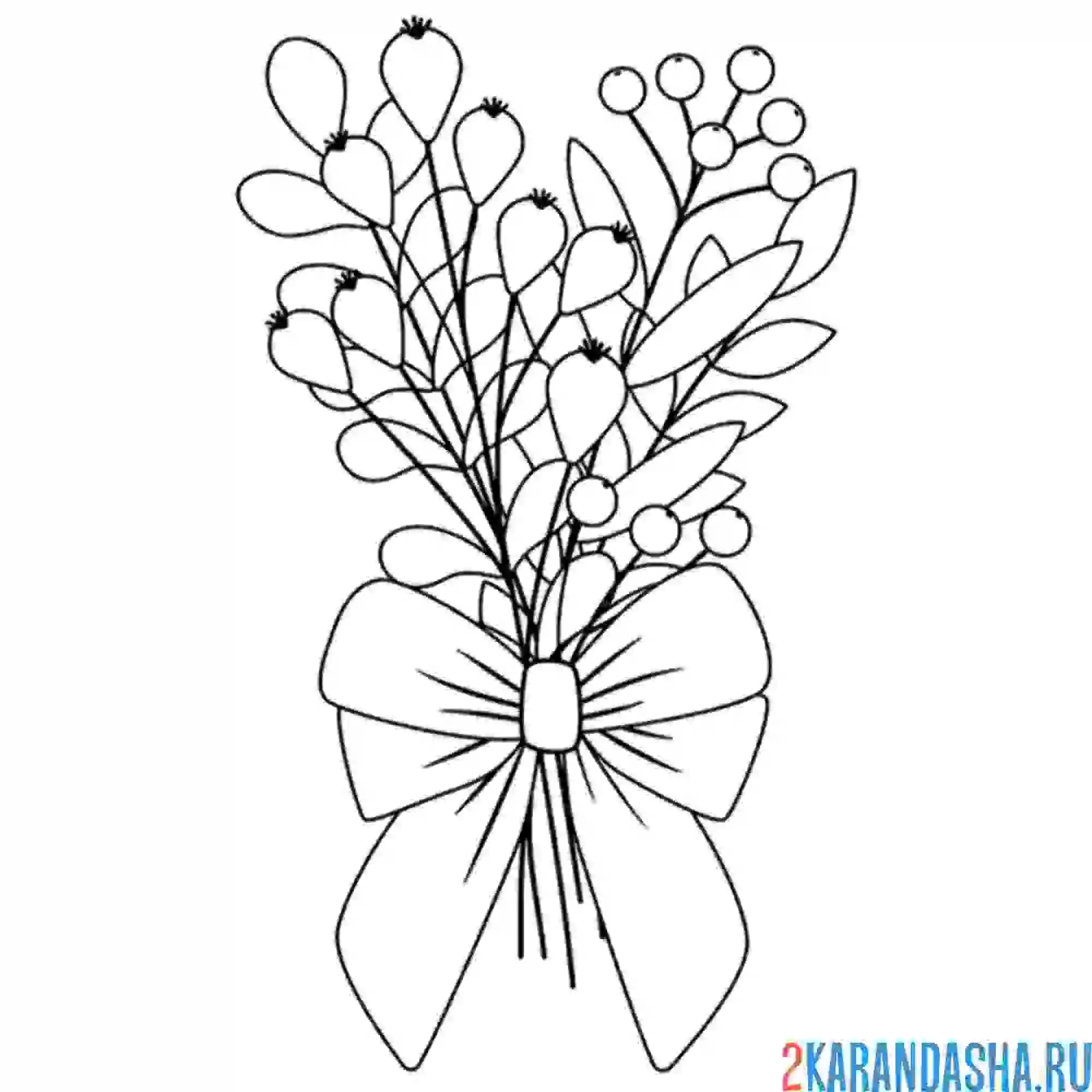 Раскраска цветы с бантом