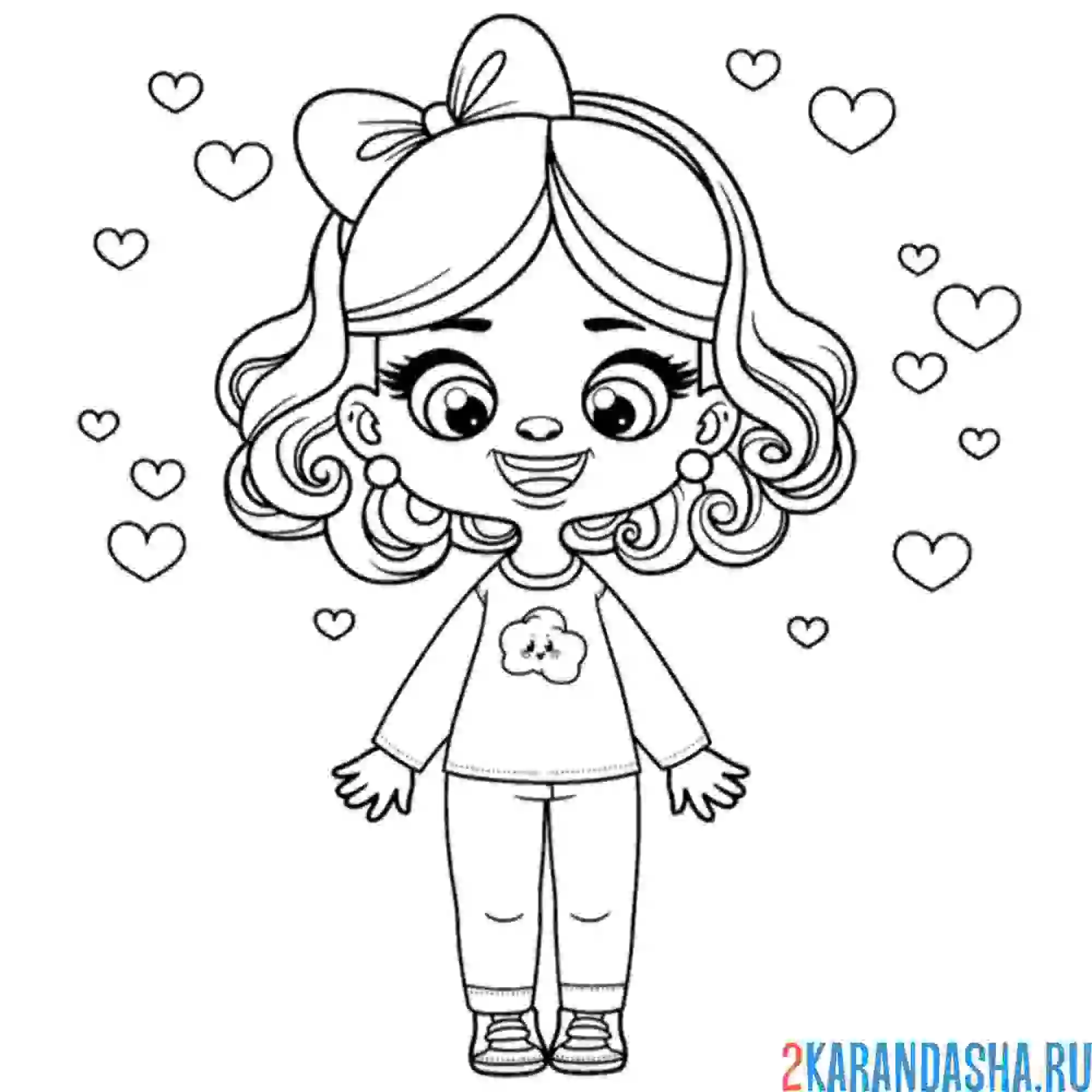 Раскраска девочка с бантом