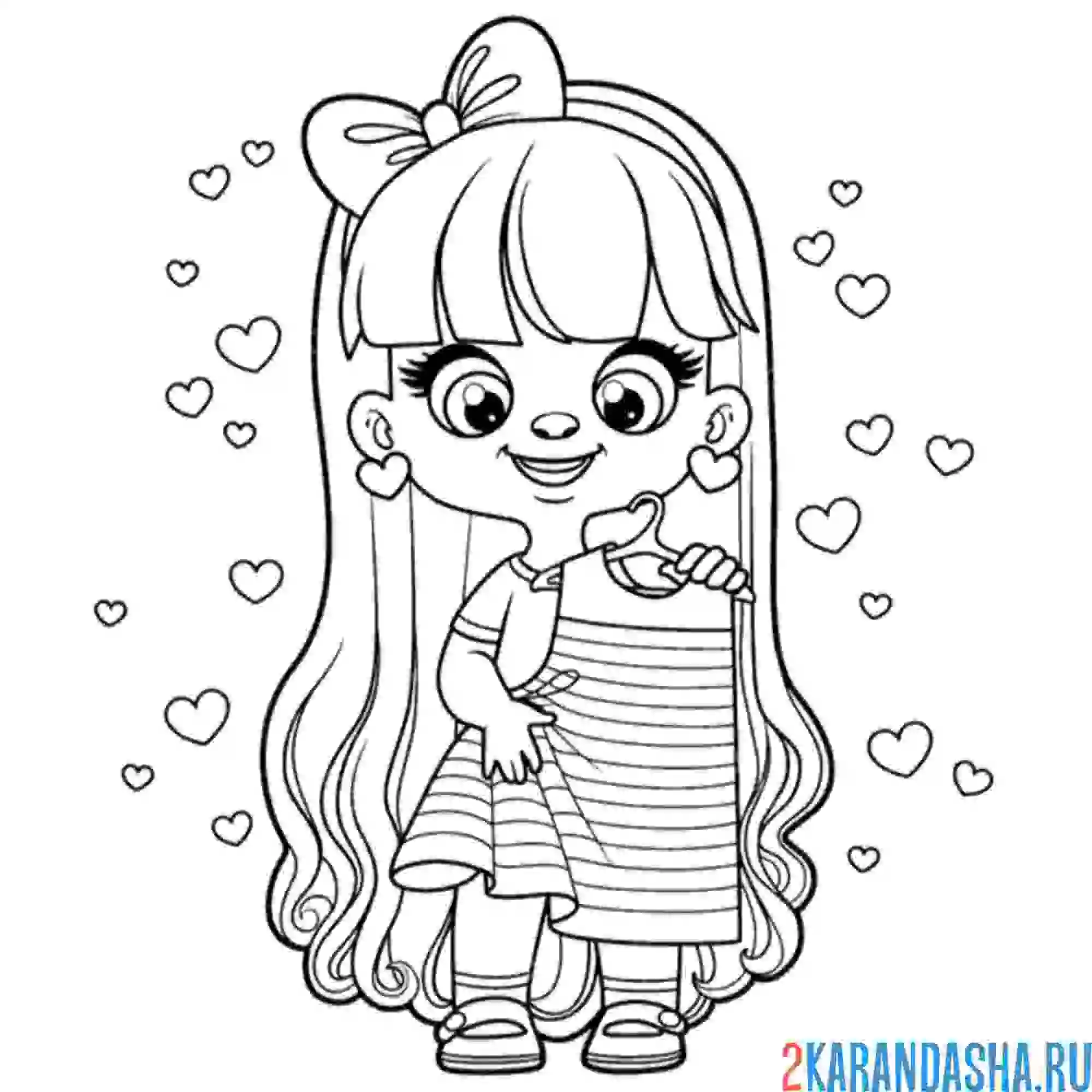 Раскраска красивая девочкам с бантиком